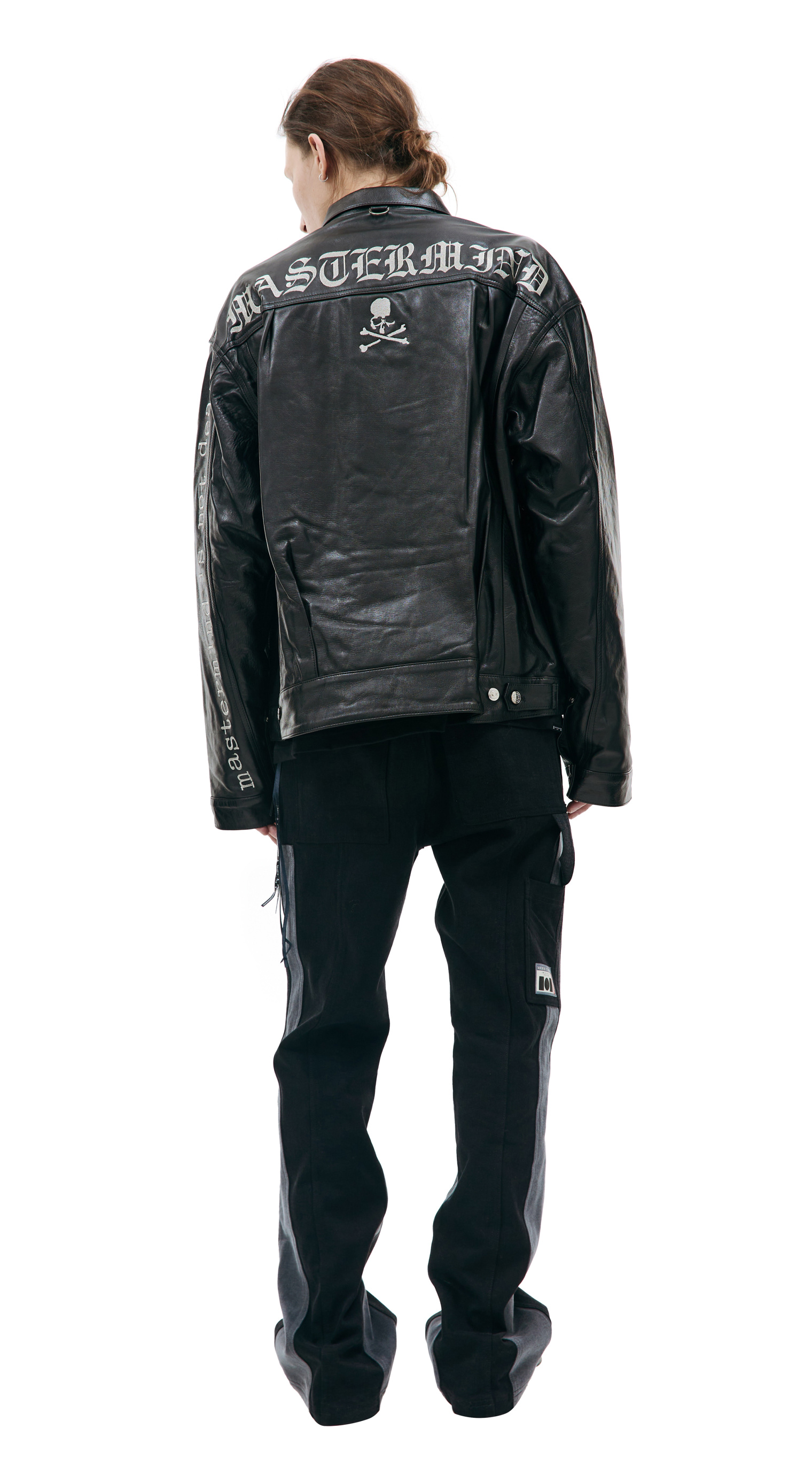 Mastermind WORLD Embroidered leather jacket