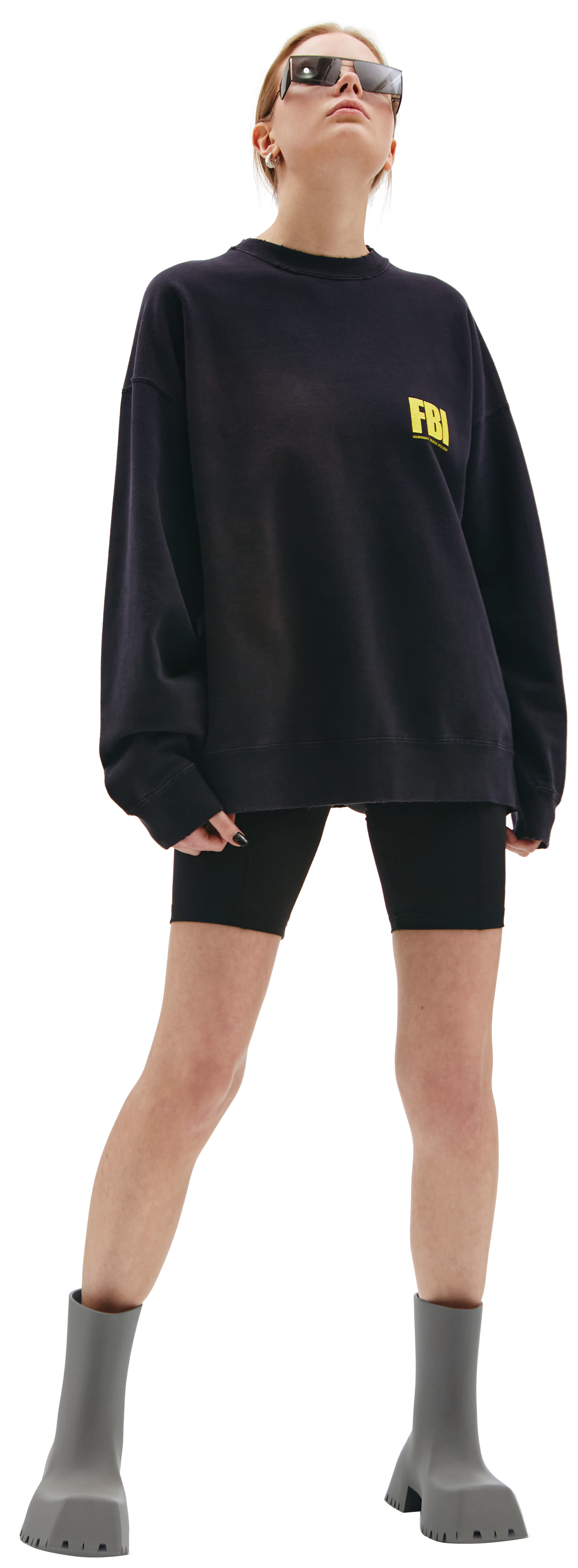 Balenciaga Fraying sweatshirt with FBI print