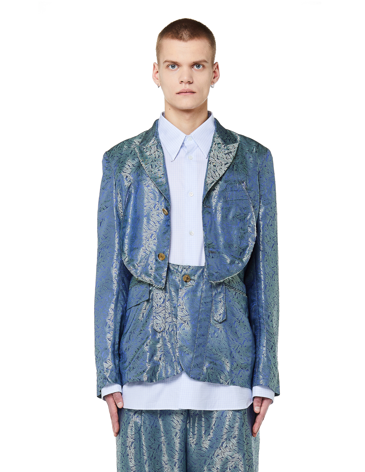 Comme des Garcons Homme plus Жаккардовый пиджак с вырезами