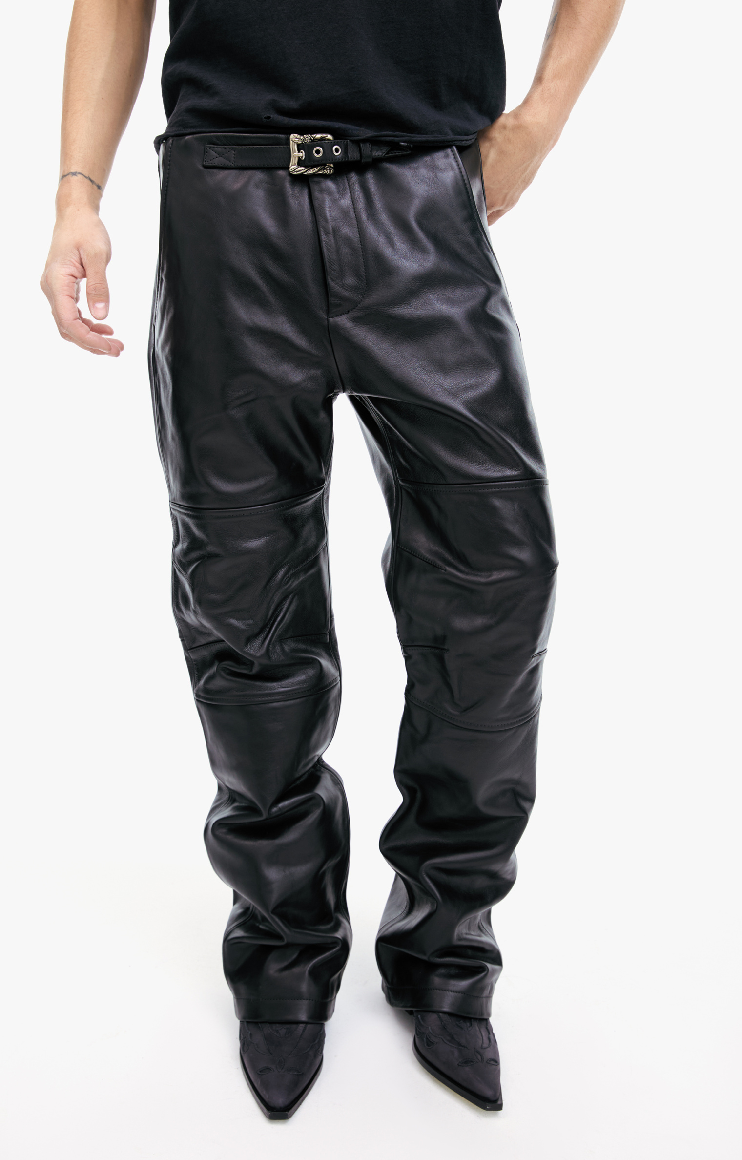 Buy Enfants Riches Déprimés men black leather trousers for €3,625