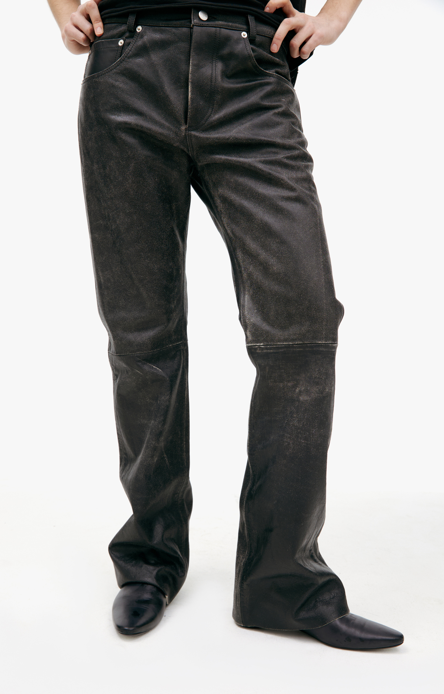 Enfants Riches Deprimes Leather trousers with stitching