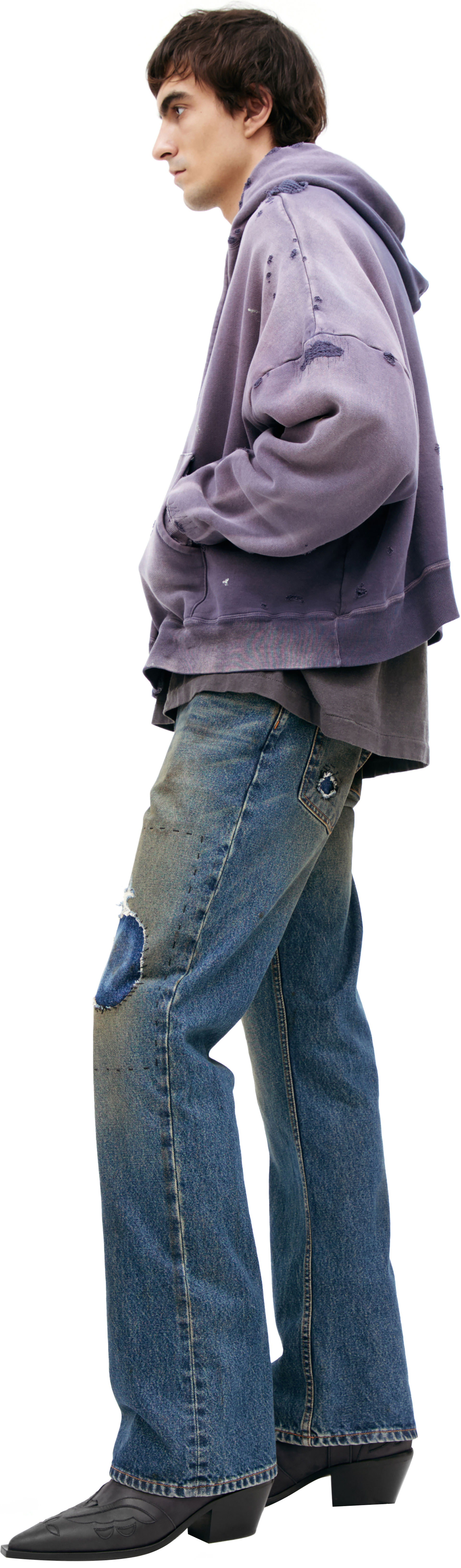 Saint Mxxxxxx Ripped hoodie with zipper