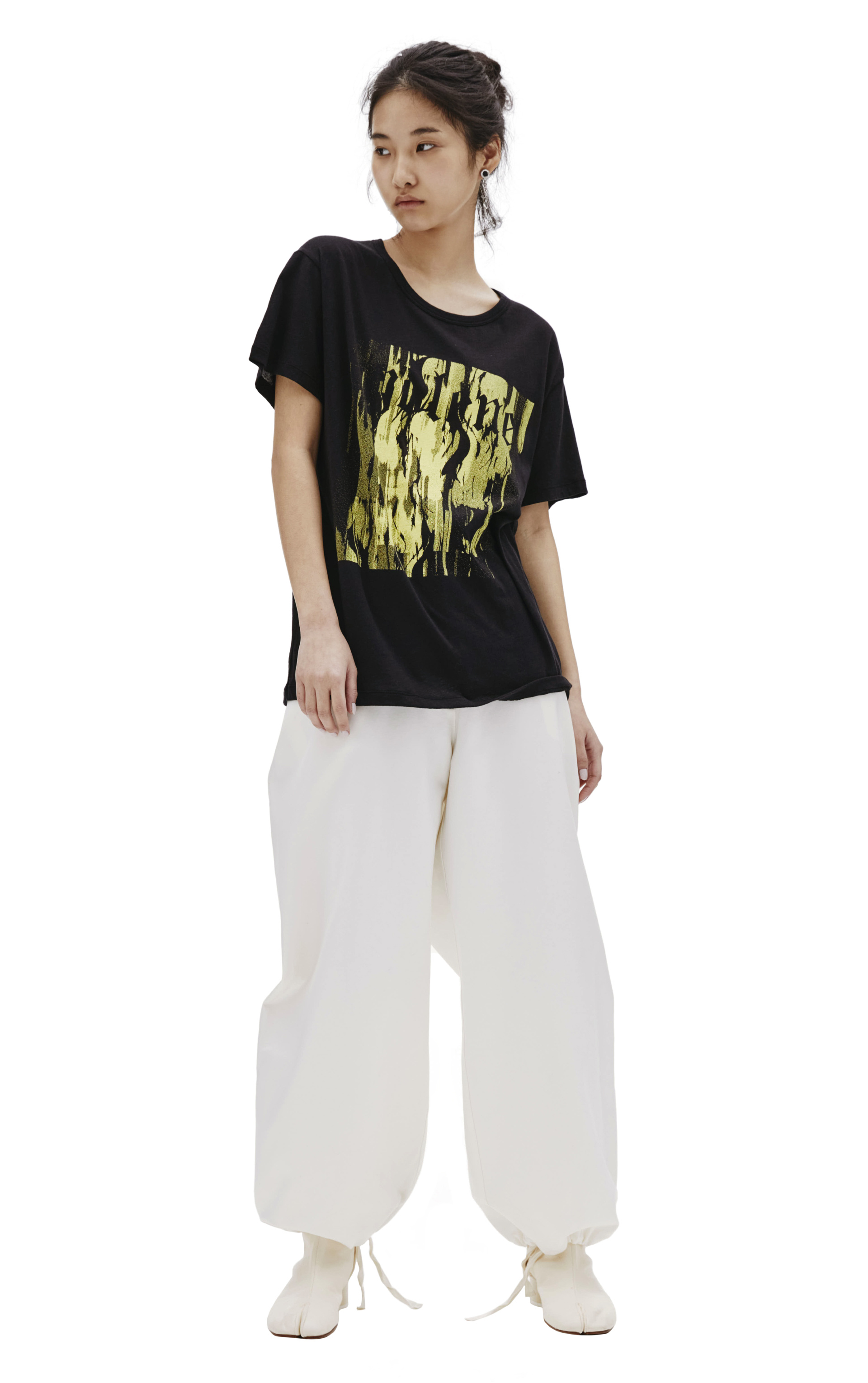 Ann Demeulemeester Black Printed Cotton T-Shirt