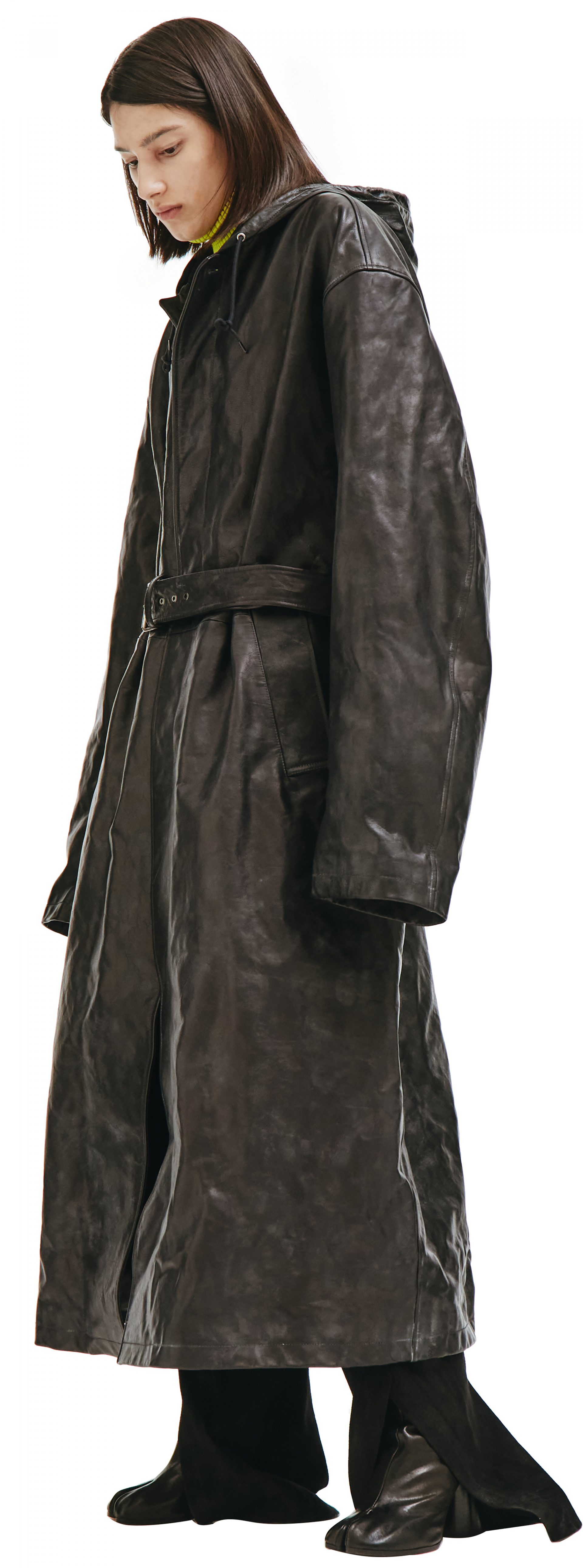 balenciaga leather trench coat