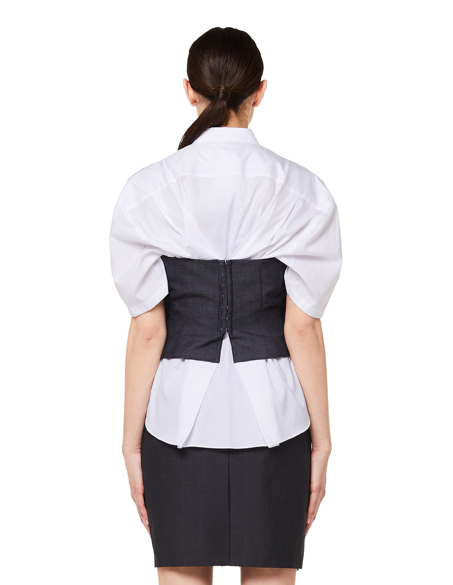 Junya Watanabe White Blouse with Herringbone Corset