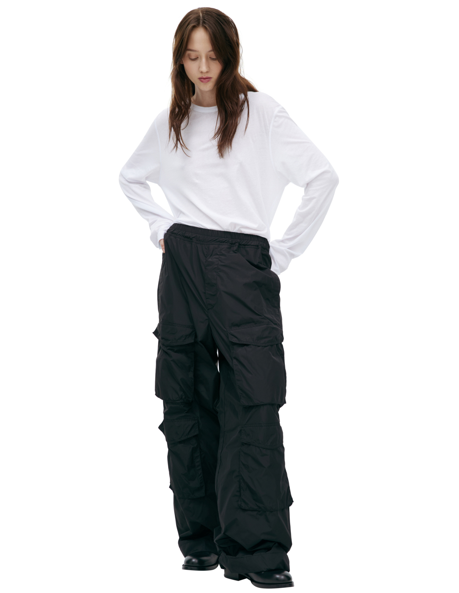 Dries Van Noten Брюки-231-020924-6348-900 прямые карго, нейлон, черн