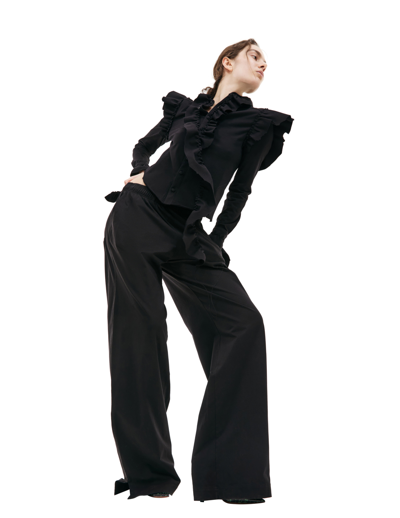 VETEMENTS Черная рубашка с рюшами