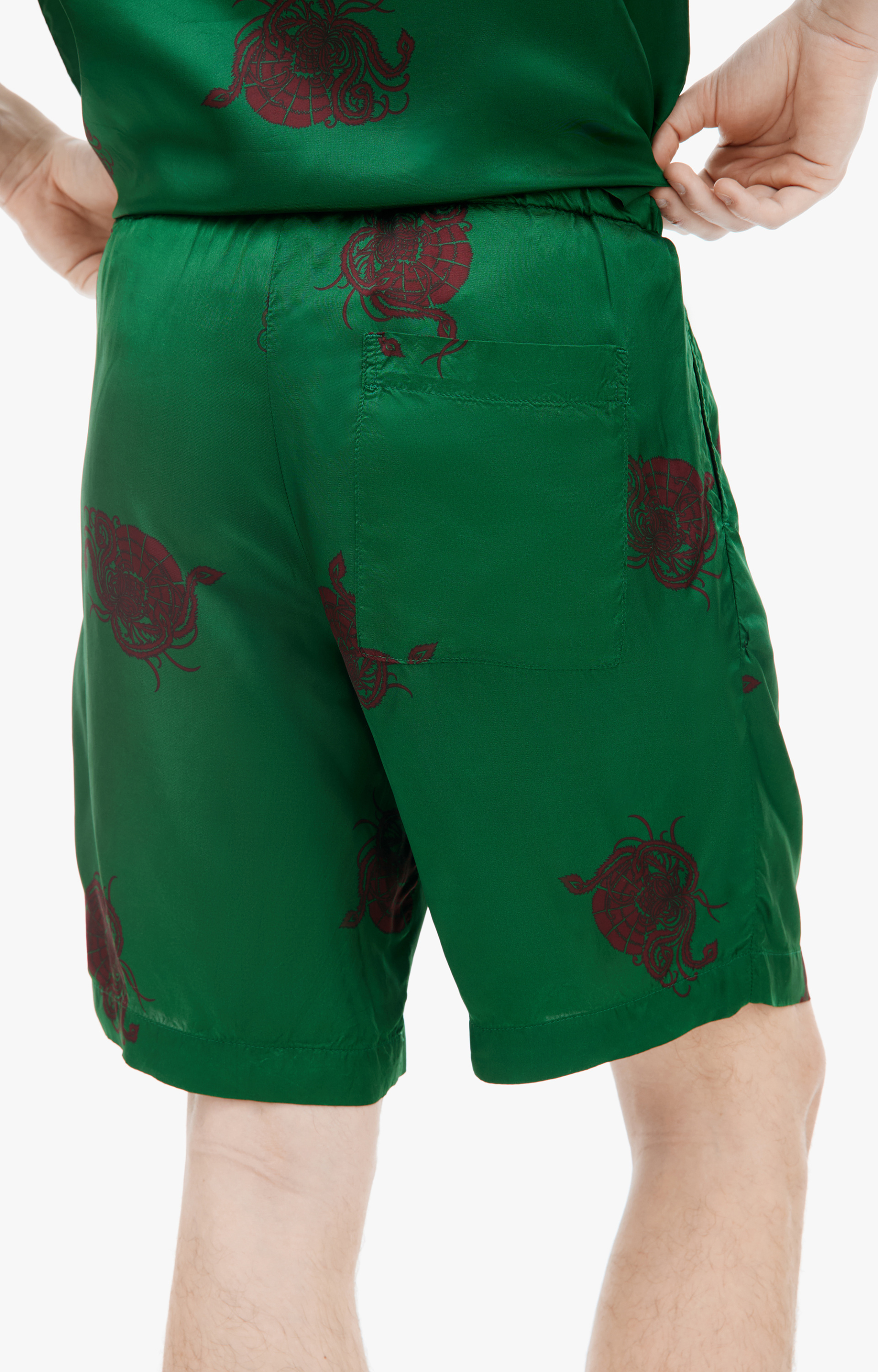 Dries Van Noten Green monoprint shorts