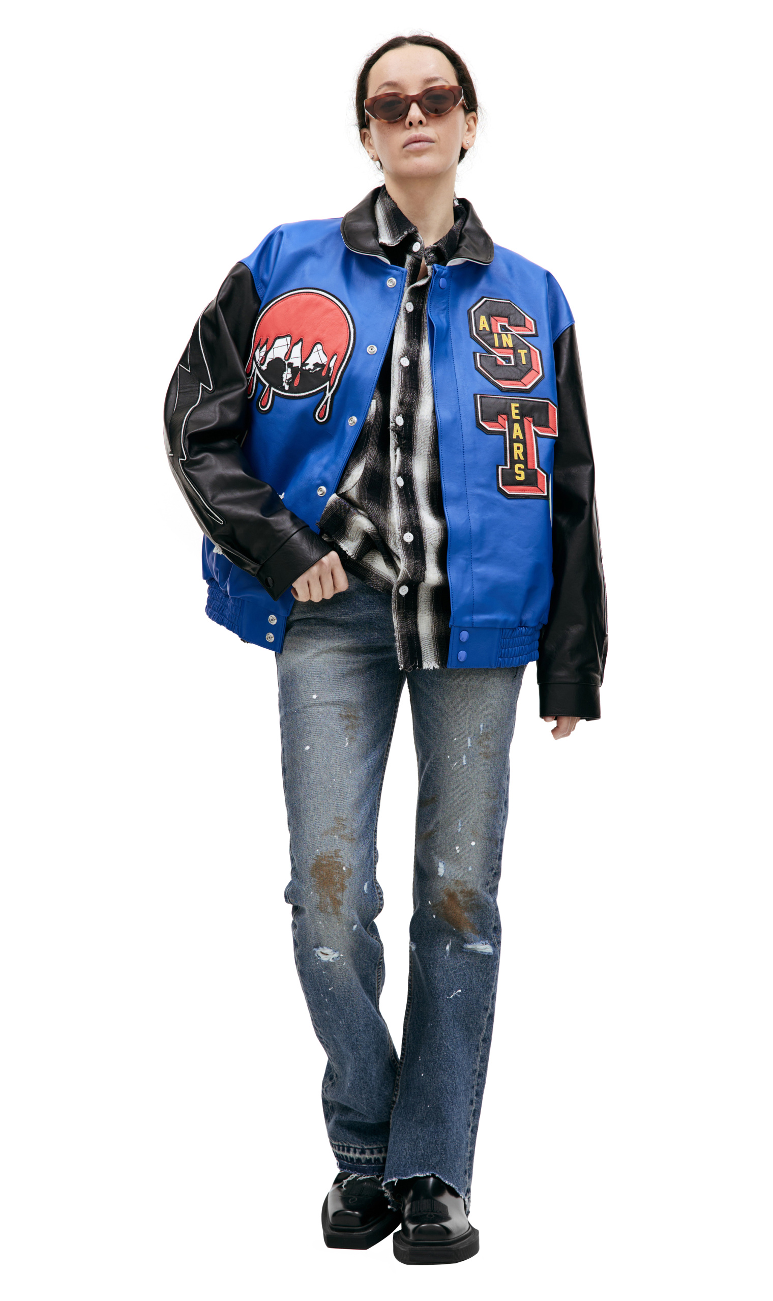 Saint Michael Saint Michael х DENIM TEARS leather jacket