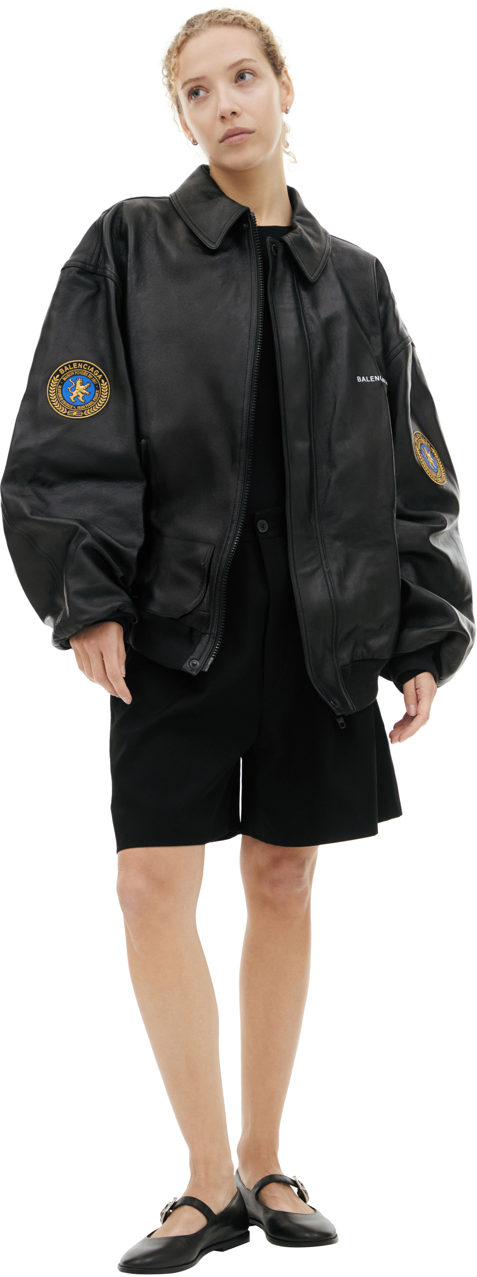 Balenciaga Leather jacket with patches