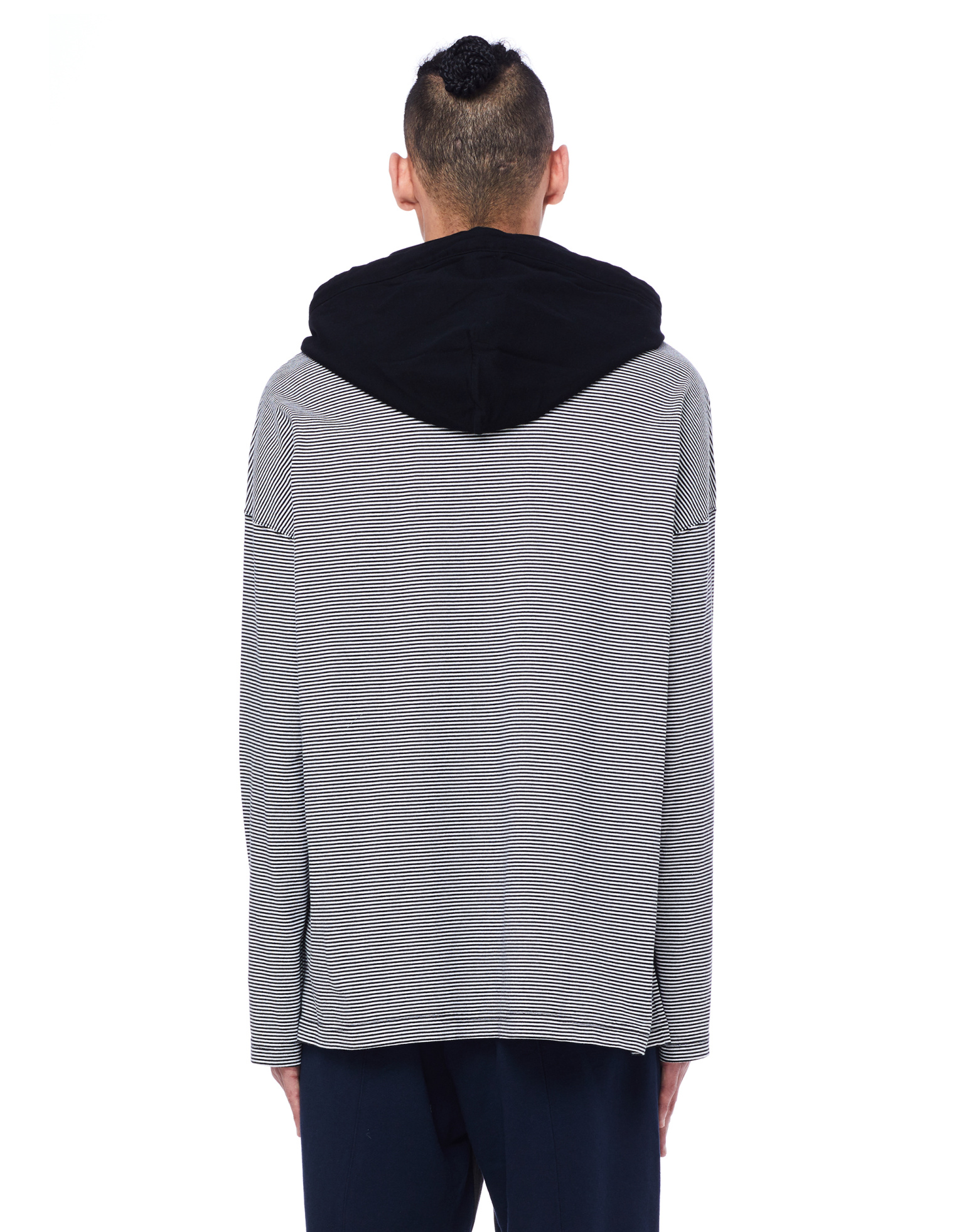 John Undercover Black & White Striped Hoodie