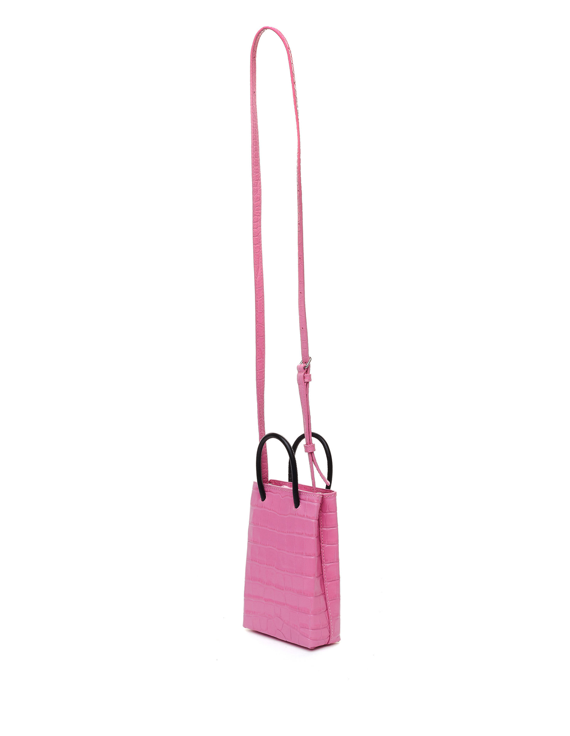 Balenciaga Pink Leather Shopping Phone Holder