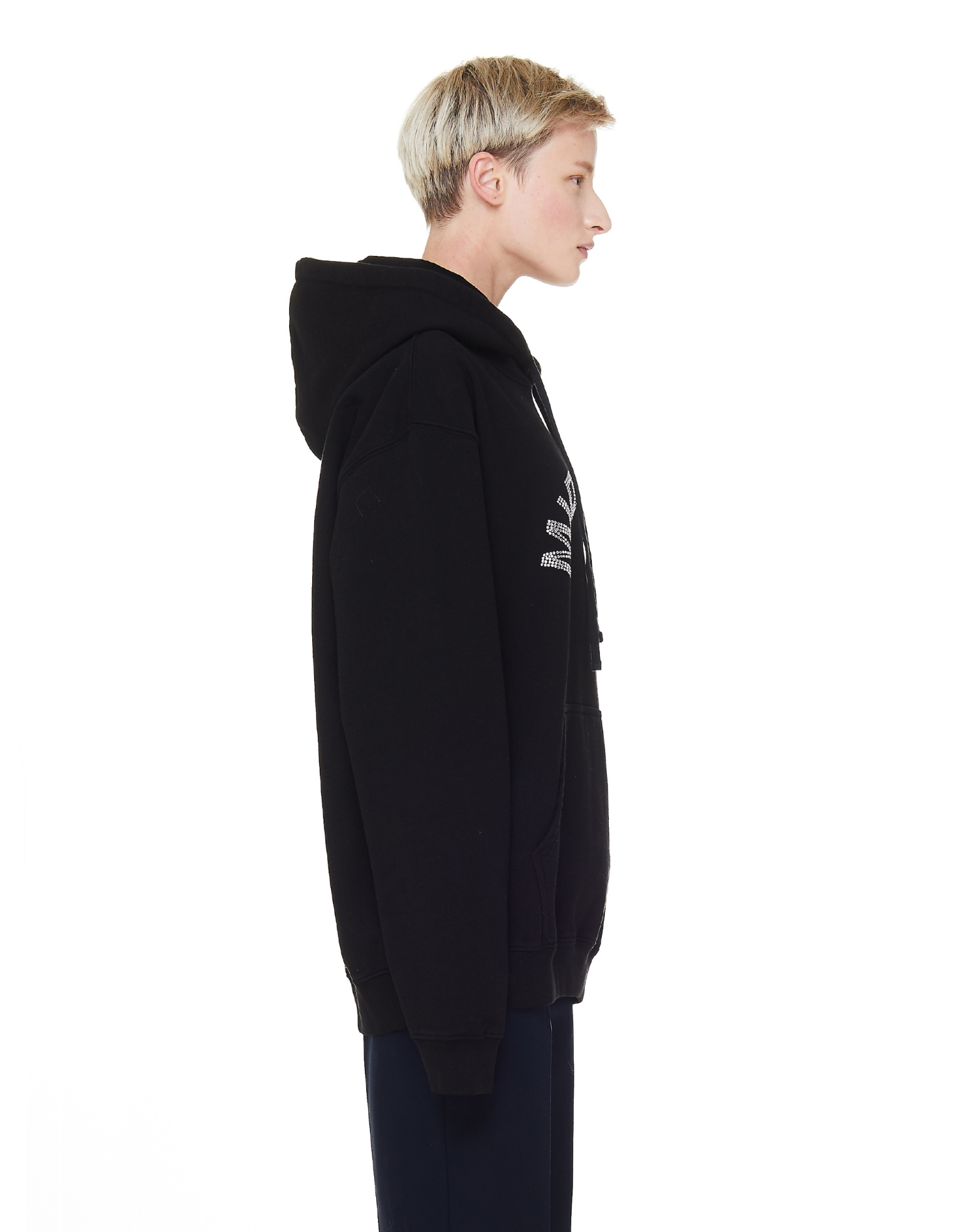 Midnight Studios Black Crystal Logo Cotton Hoodie