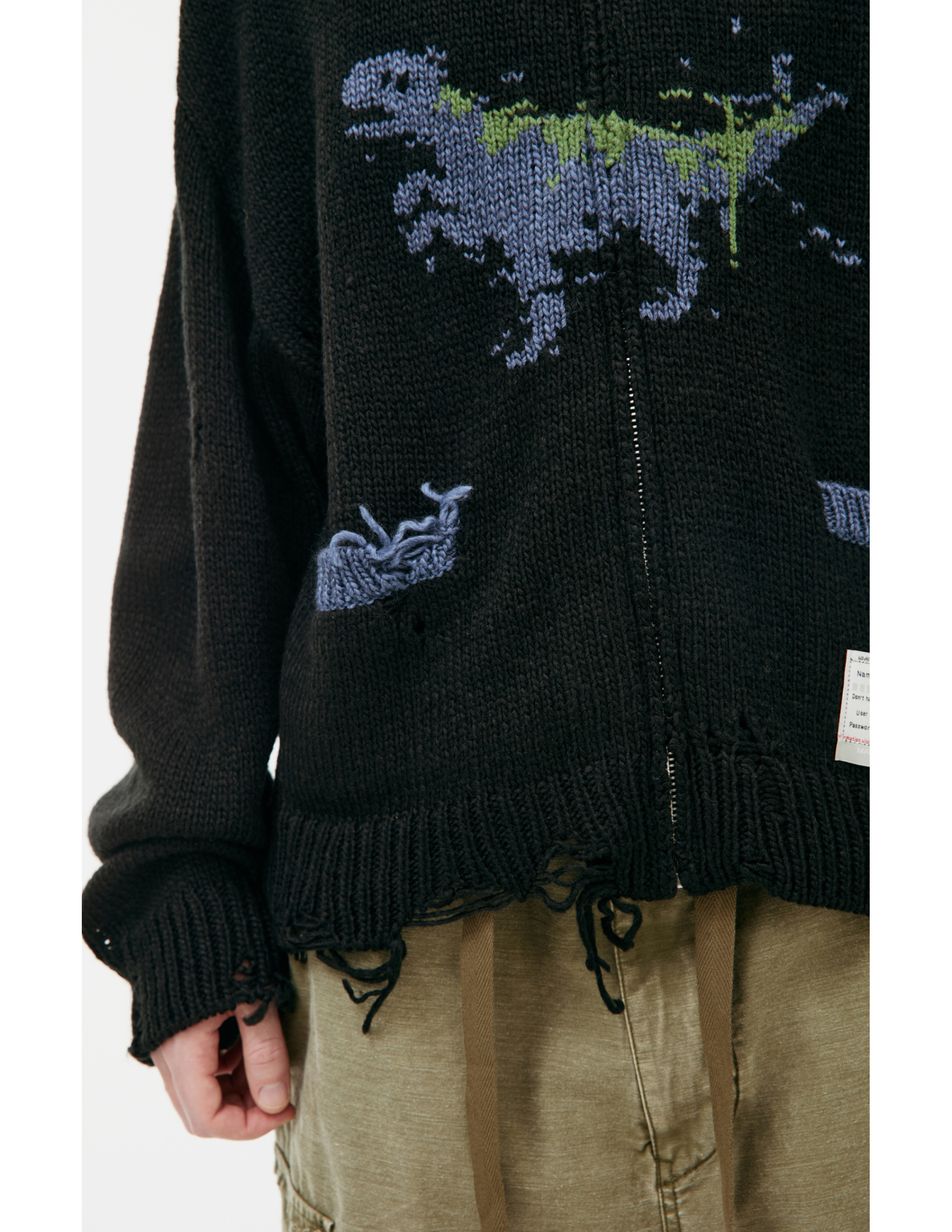 Maison Mihara Yasuhiro \'Dinosaur-intarsia\' knitted cardigan
