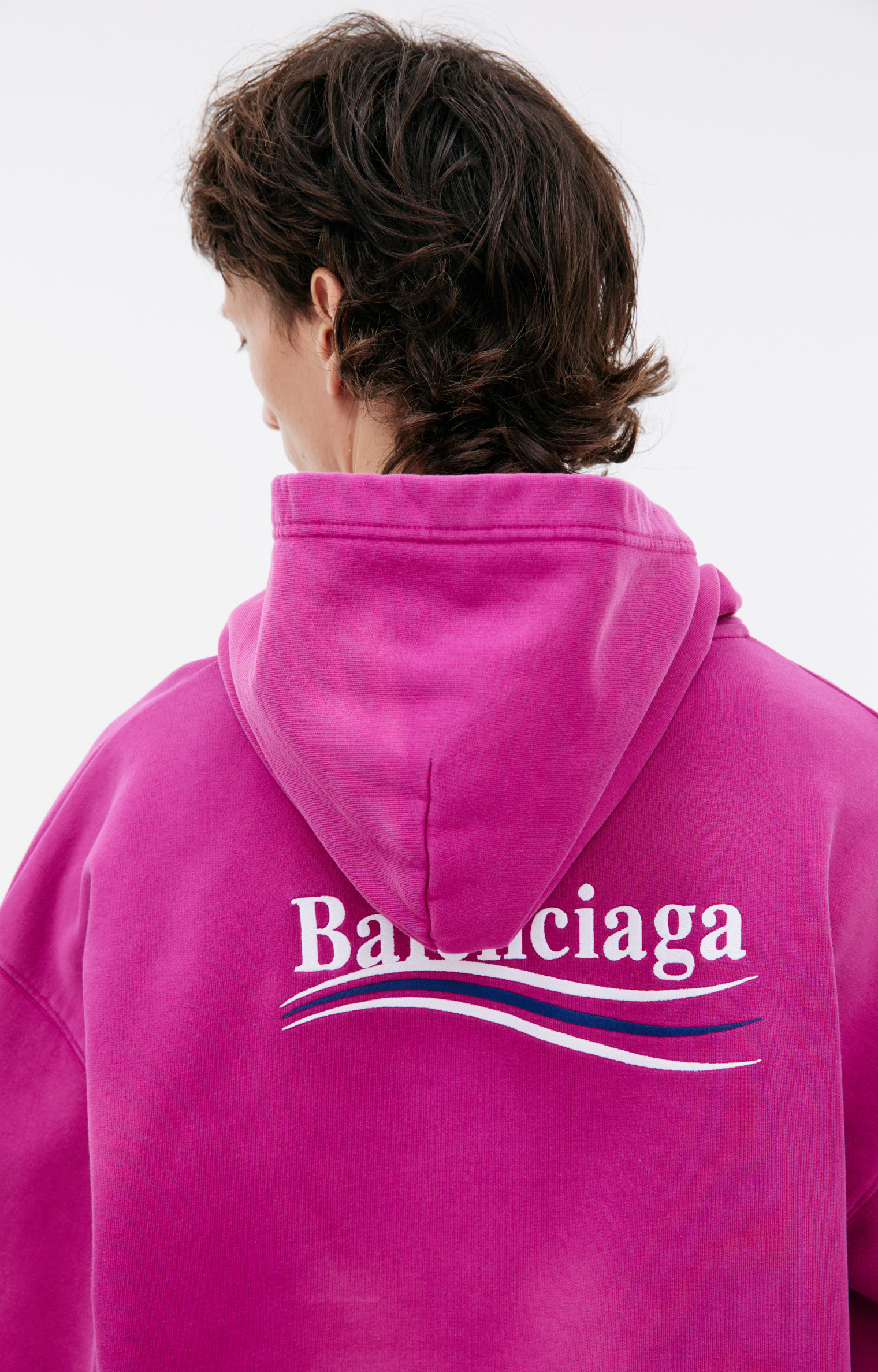 Buy Balenciaga men pink oversize logo hoodie for 1 380 online on SV77 578135 TKVI9 5282