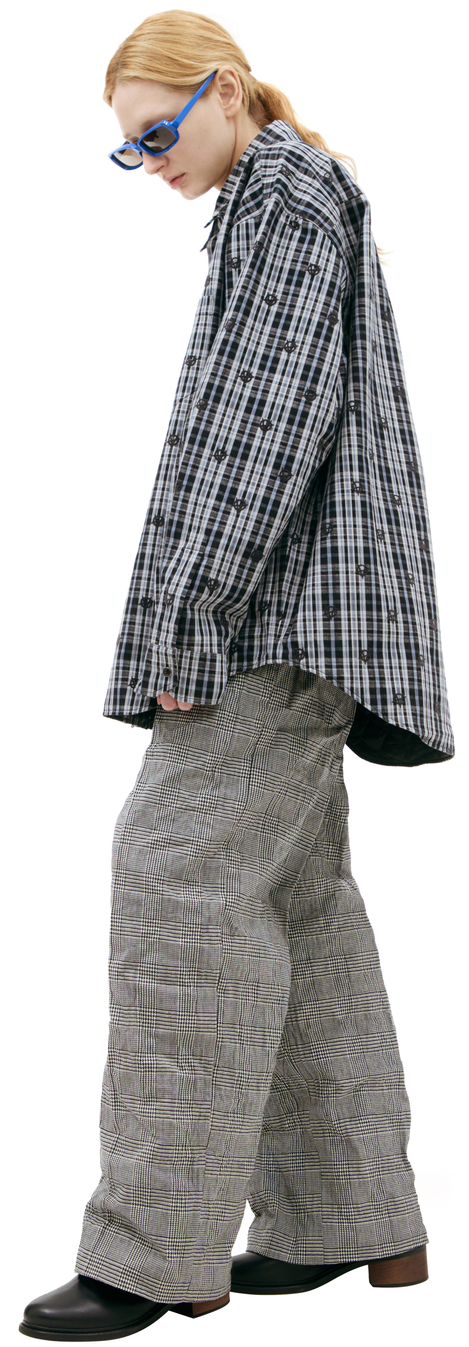 VETEMENTS Logo Embroidered plaid shirt