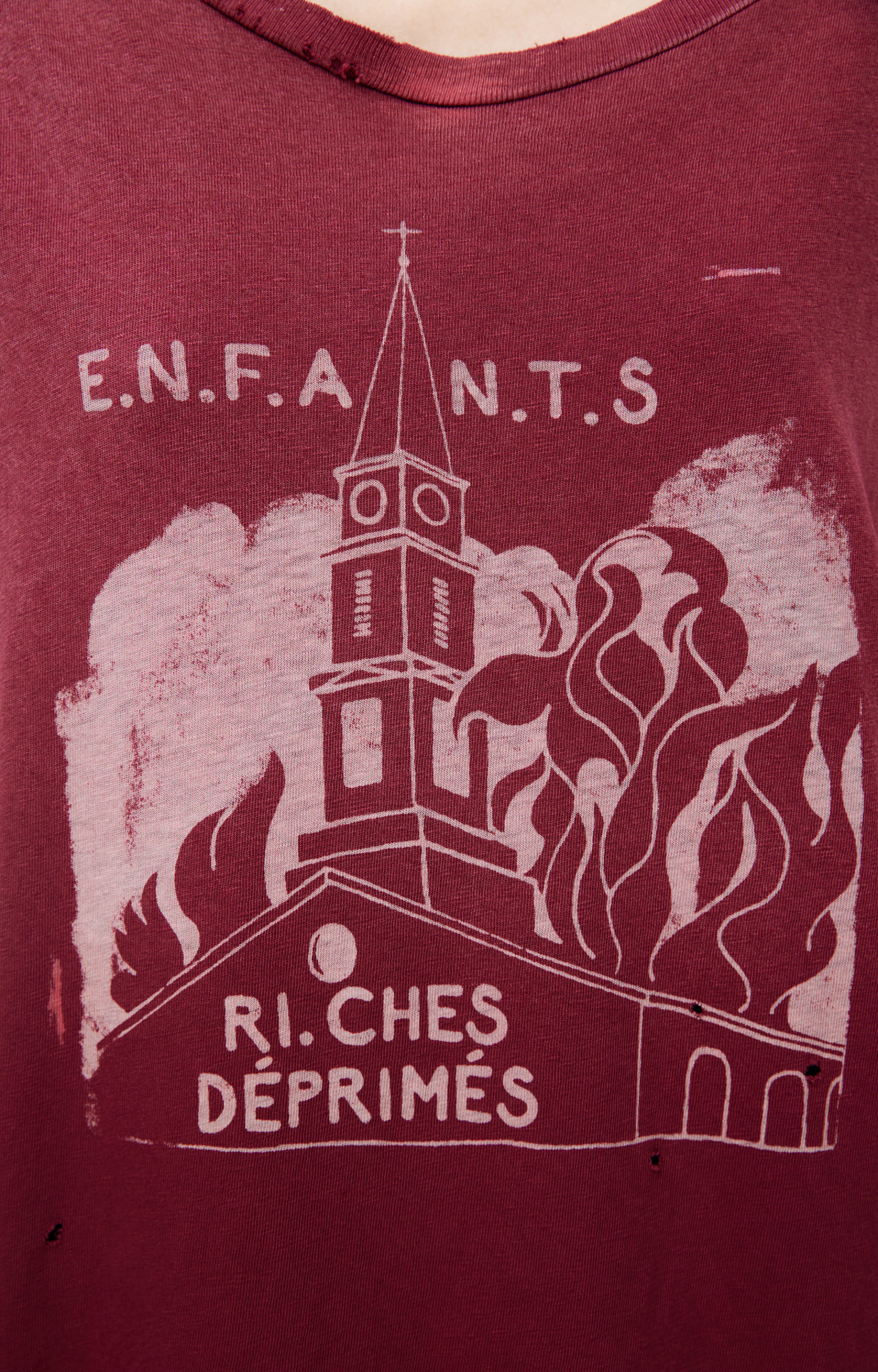 Enfants Riches Déprimés Burgundy T-shirt with print