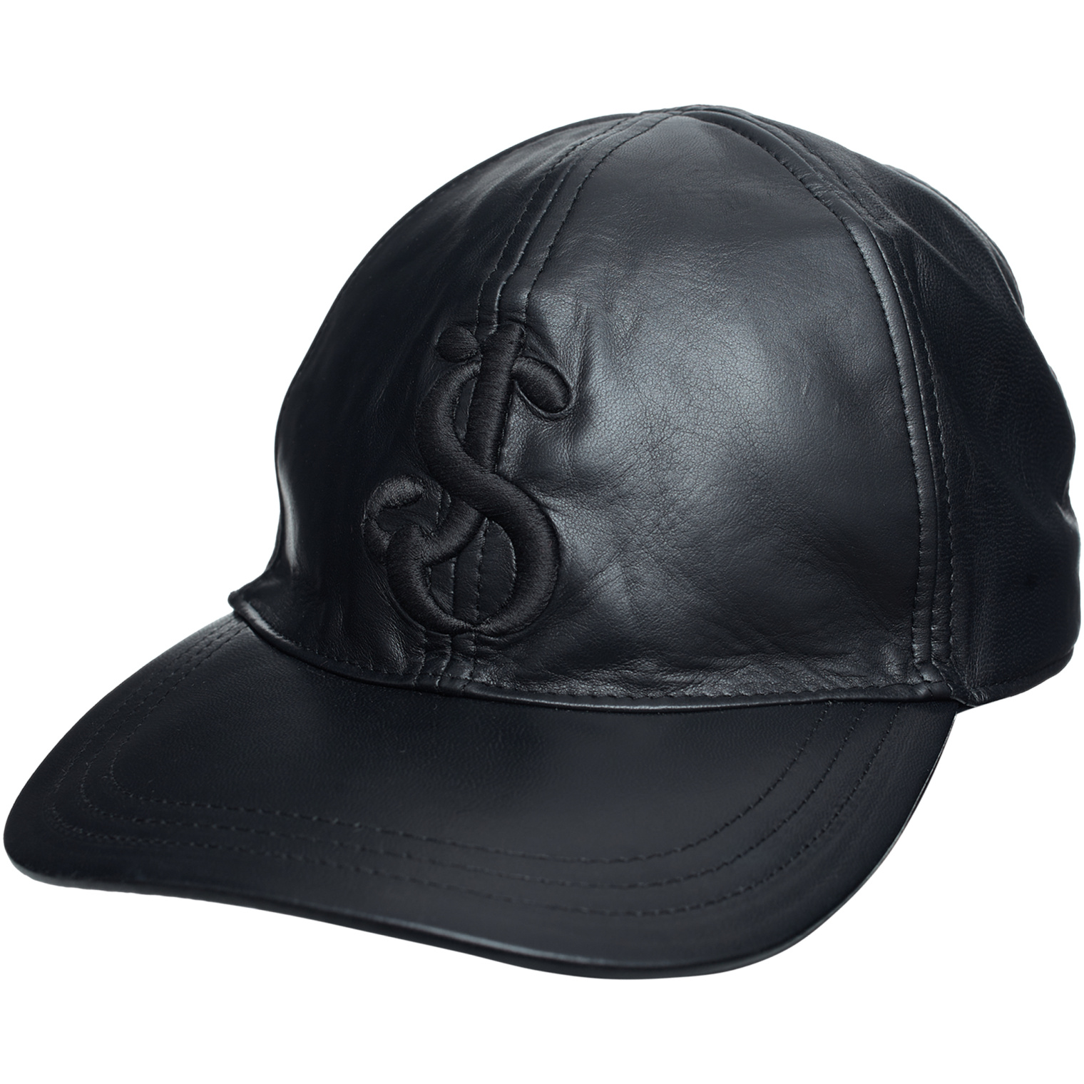 Jil Sander Черная кожаная кепка с логотипом