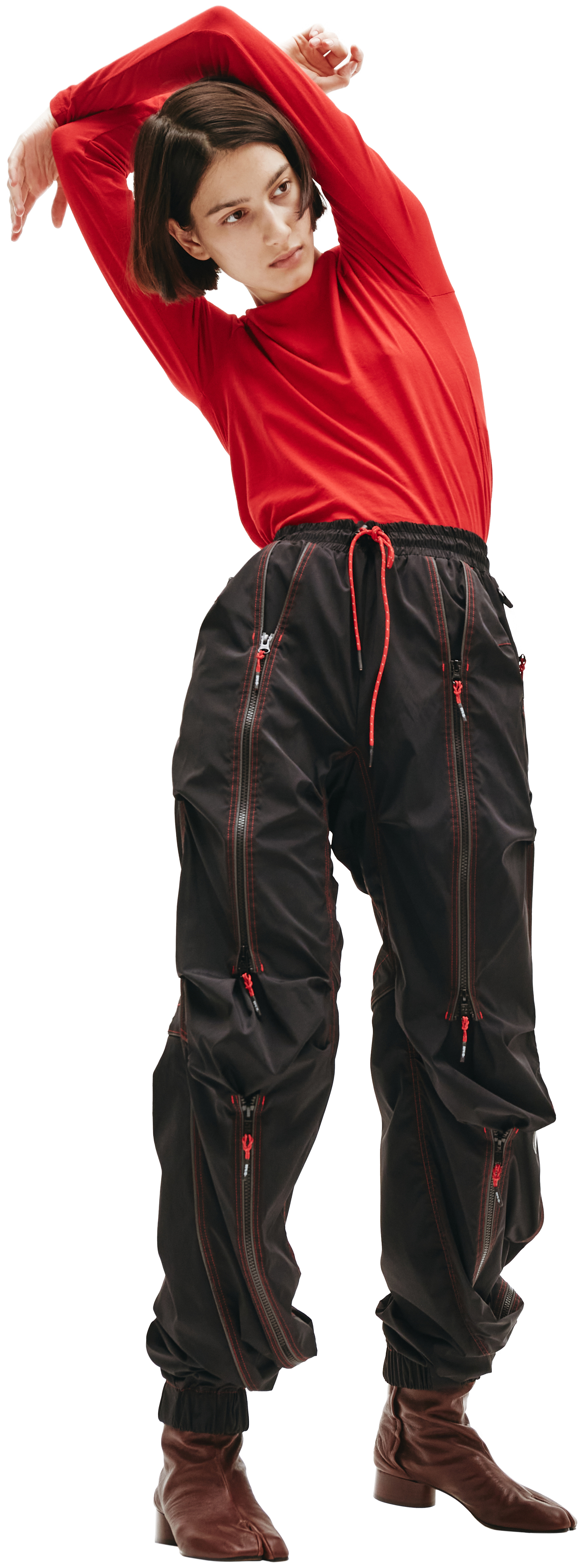99% IS Black Trousers With Red Seams