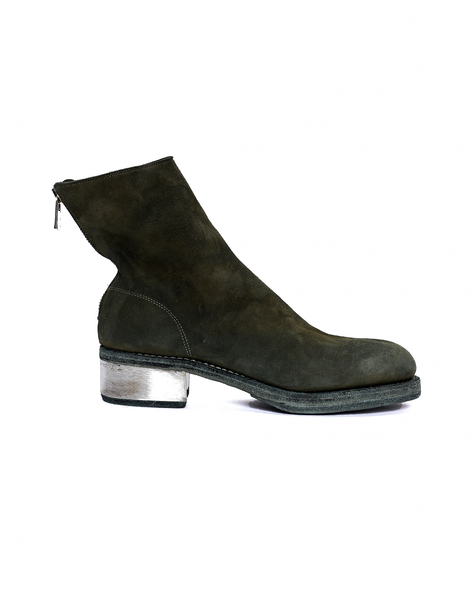 Guidi Suede Metallic Heel Ankle Boots