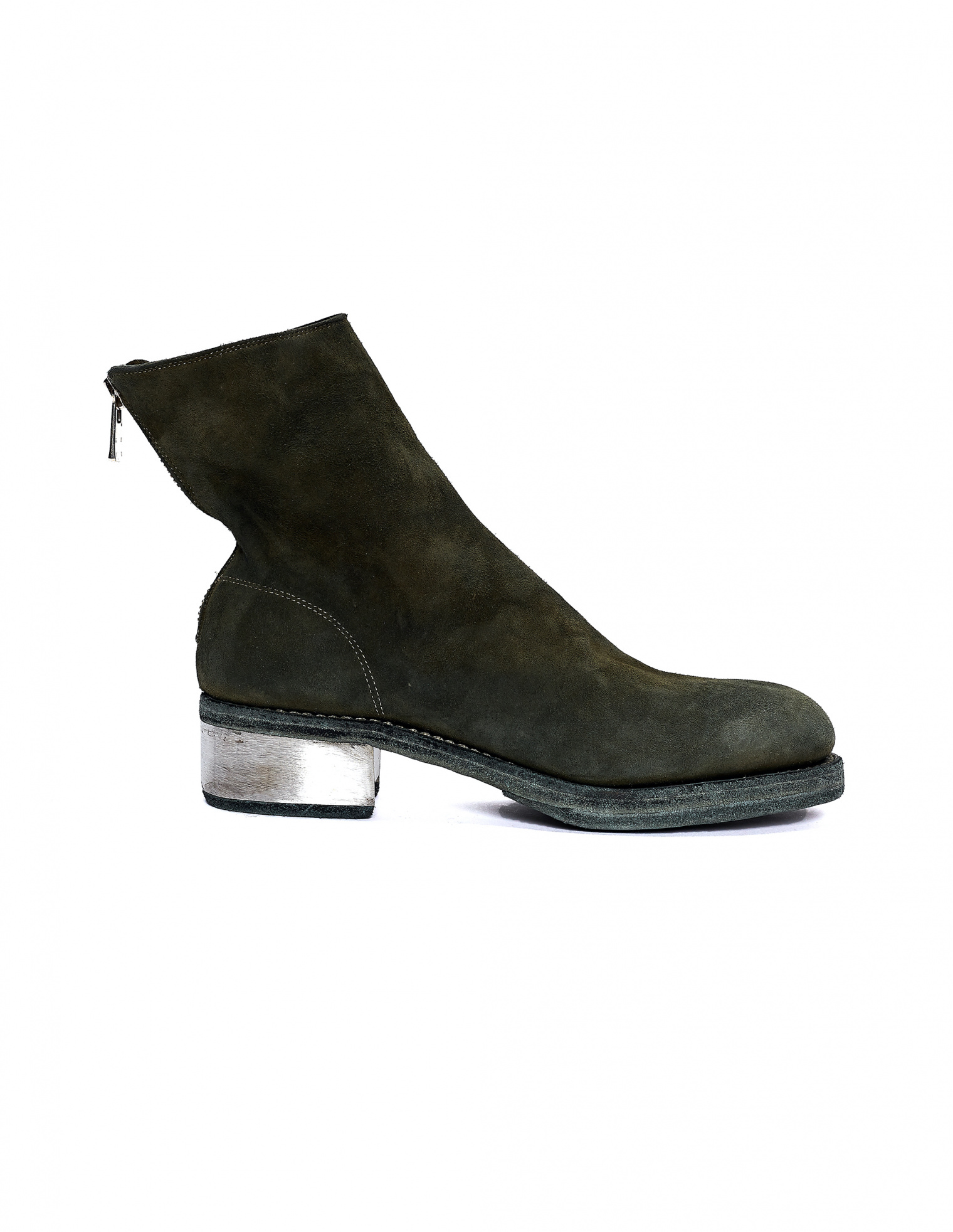 Buy Guidi women green suede metallic heel ankle boots for $790 