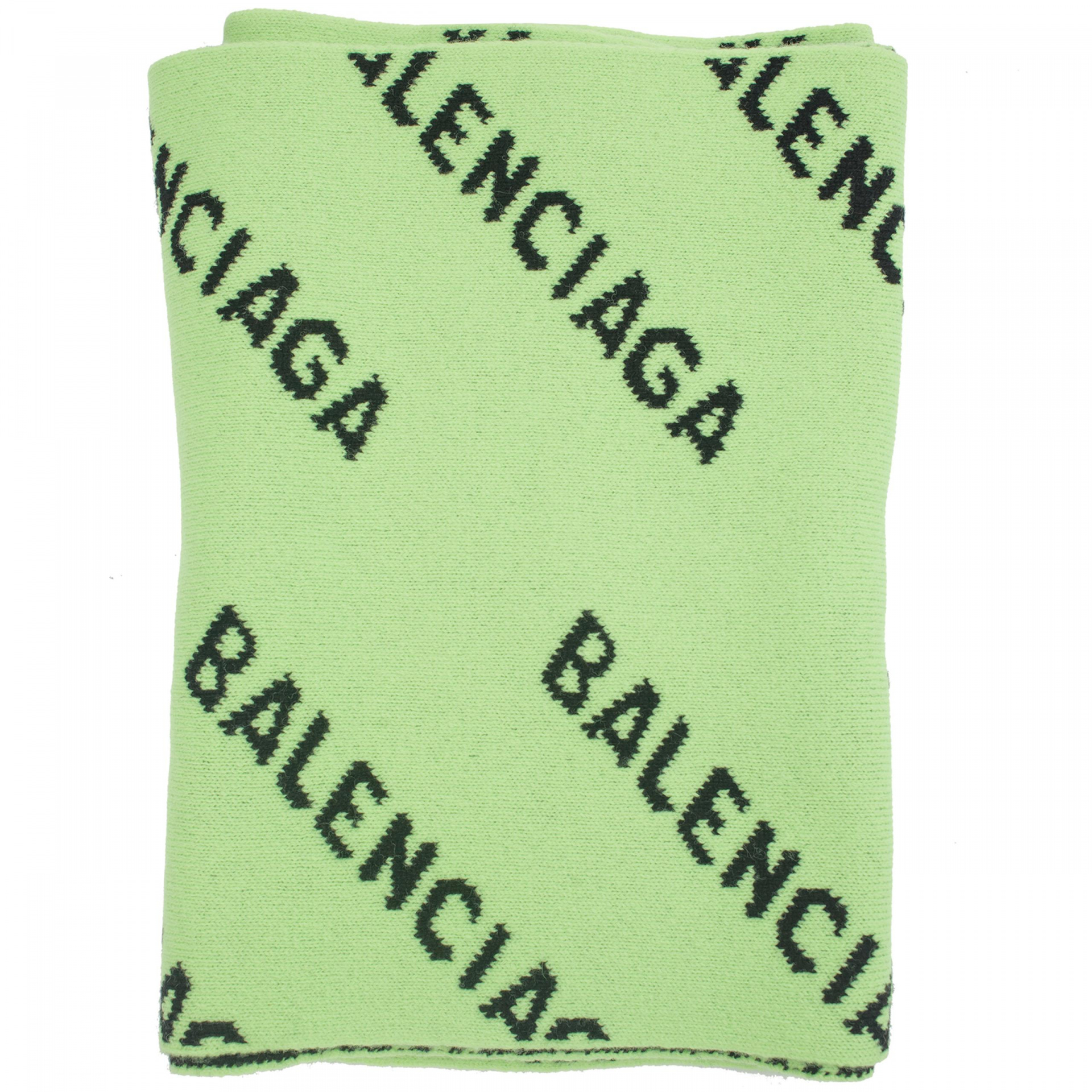 Balenciaga Зеленый шерстяной шарф All Over Logo