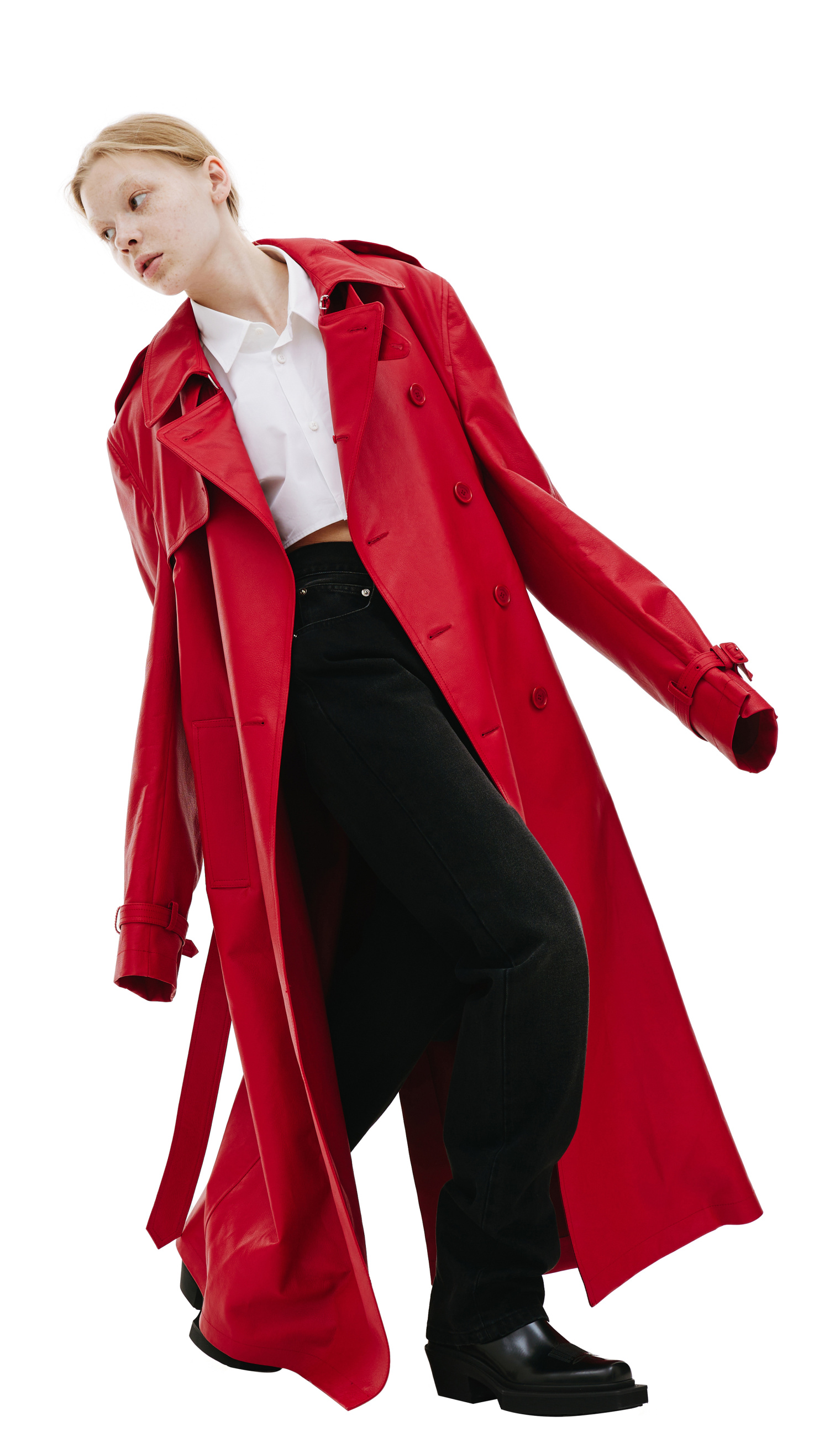 VTMNTS Red leather trench