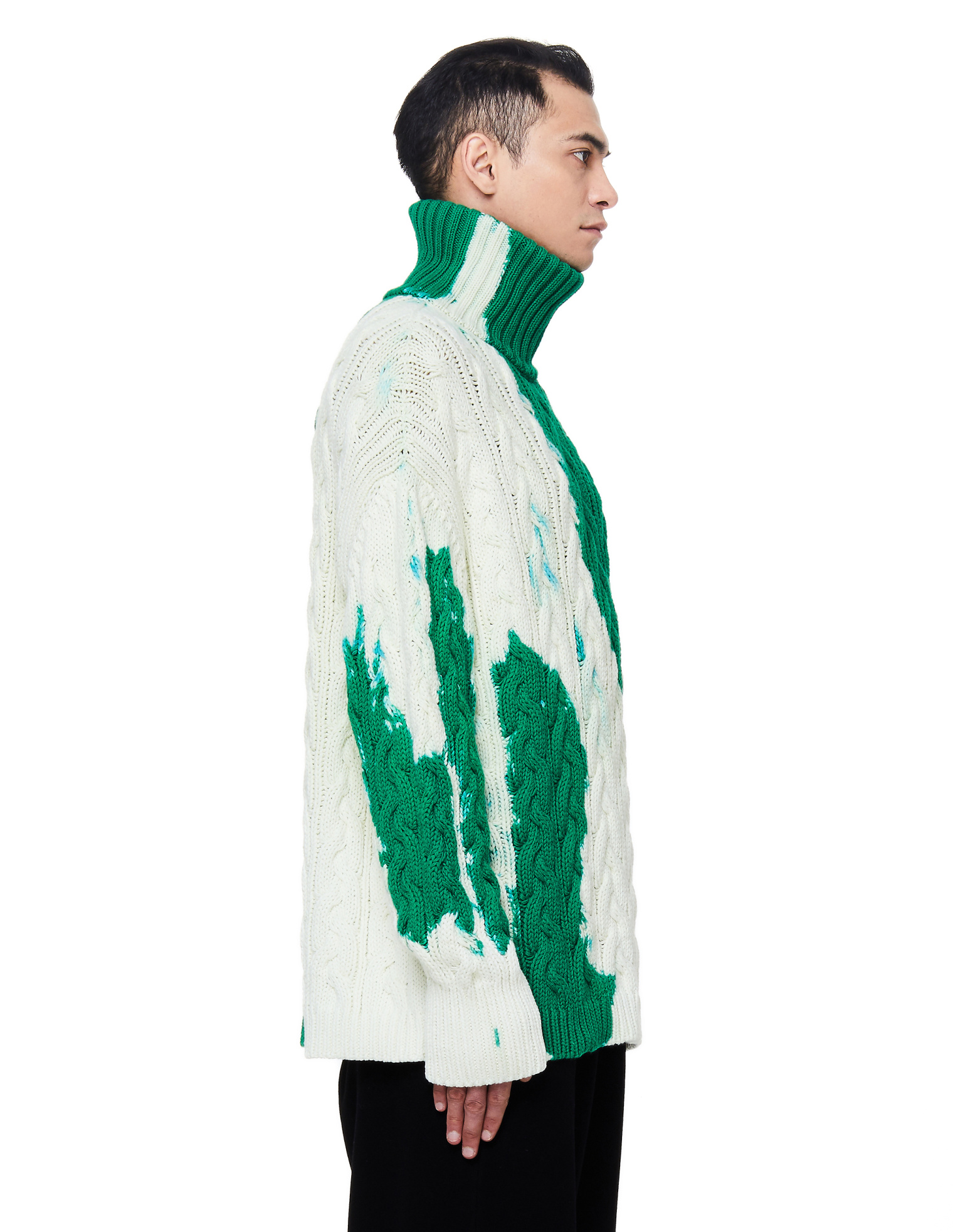 Balenciaga Green Bleach Turtleneck Sweater