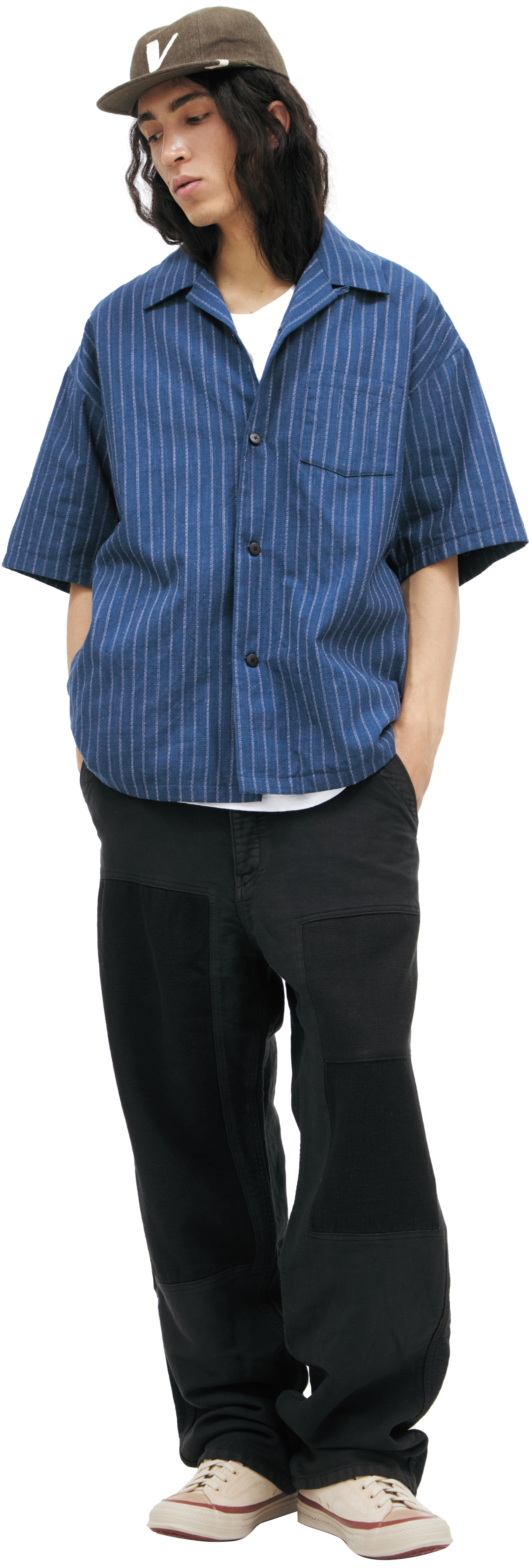 visvim Navy blue plaid shirt