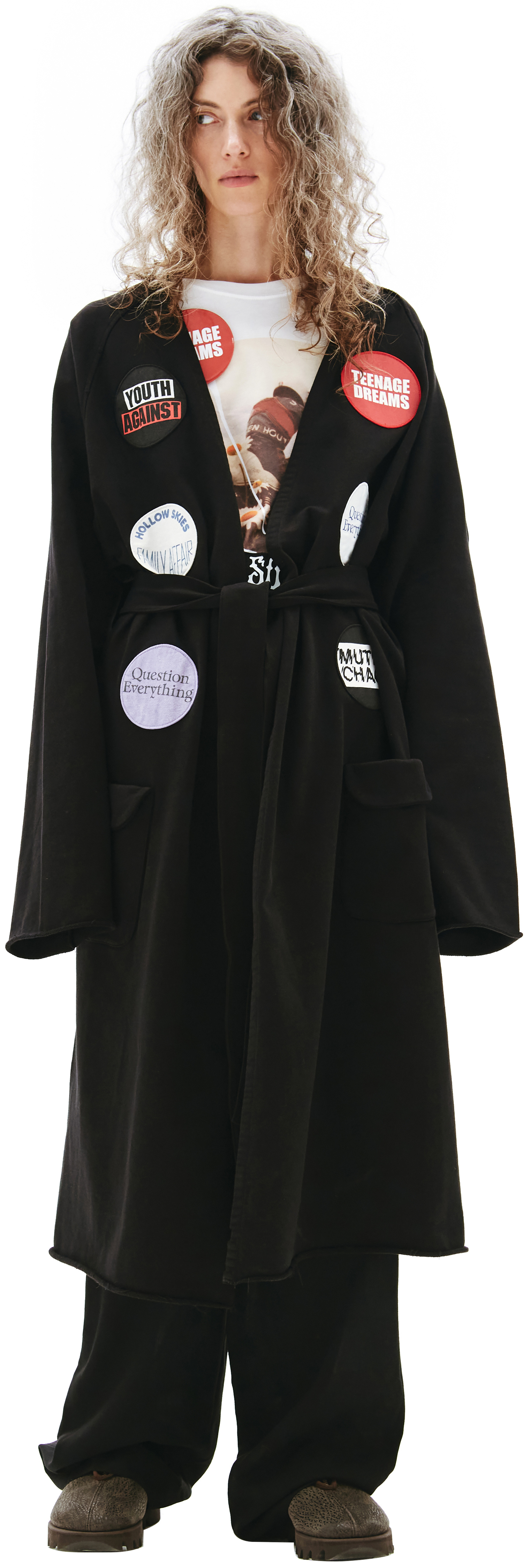 Raf Simons Black Tied-Waist Coat