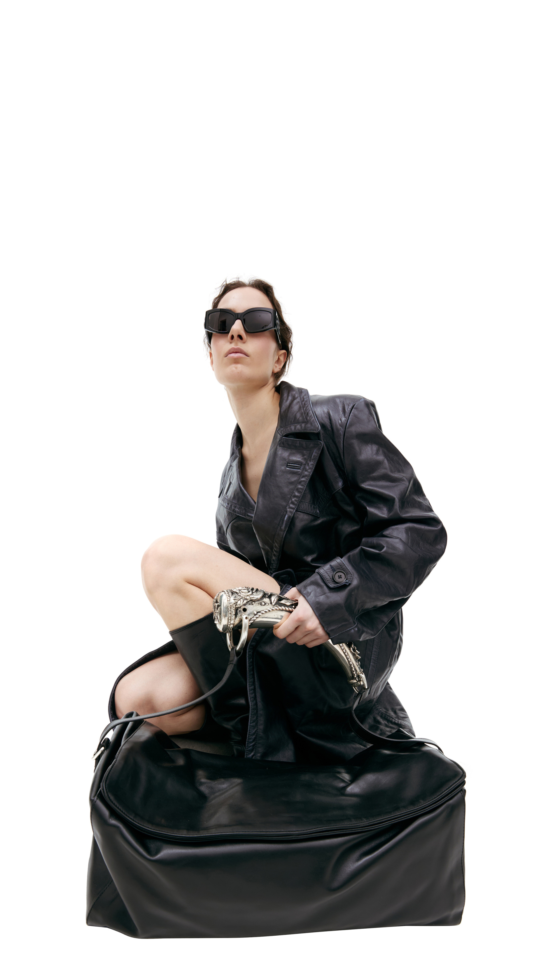 Enfants Riches Déprimés Leather trench coat with belt