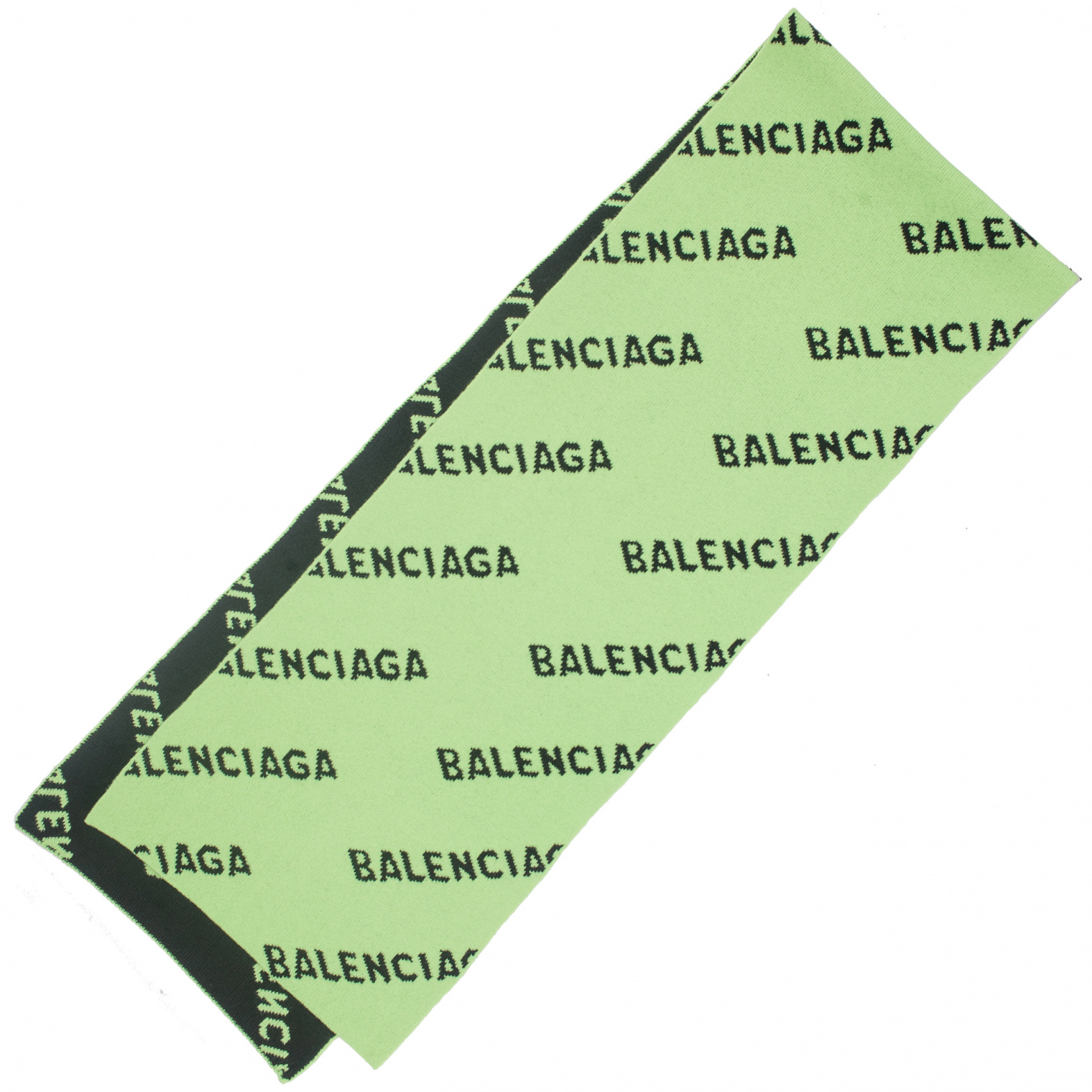 Balenciaga Neon Green All Over Logo Scarf
