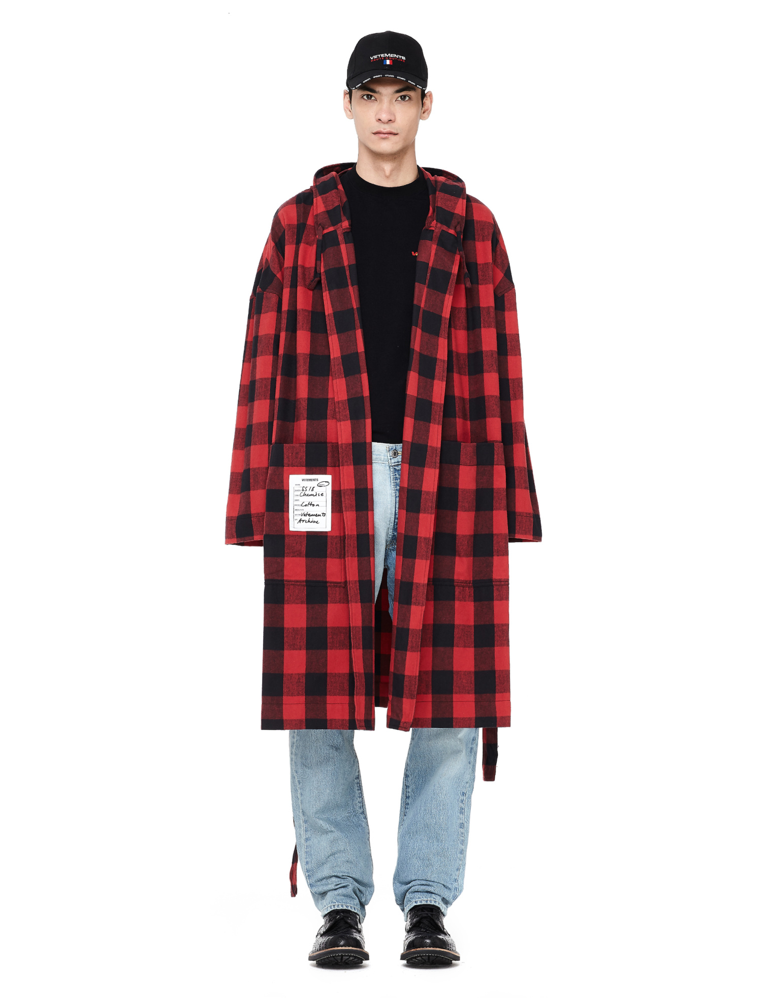 VETEMENTS Фланелевое клетчатое пальто-халат