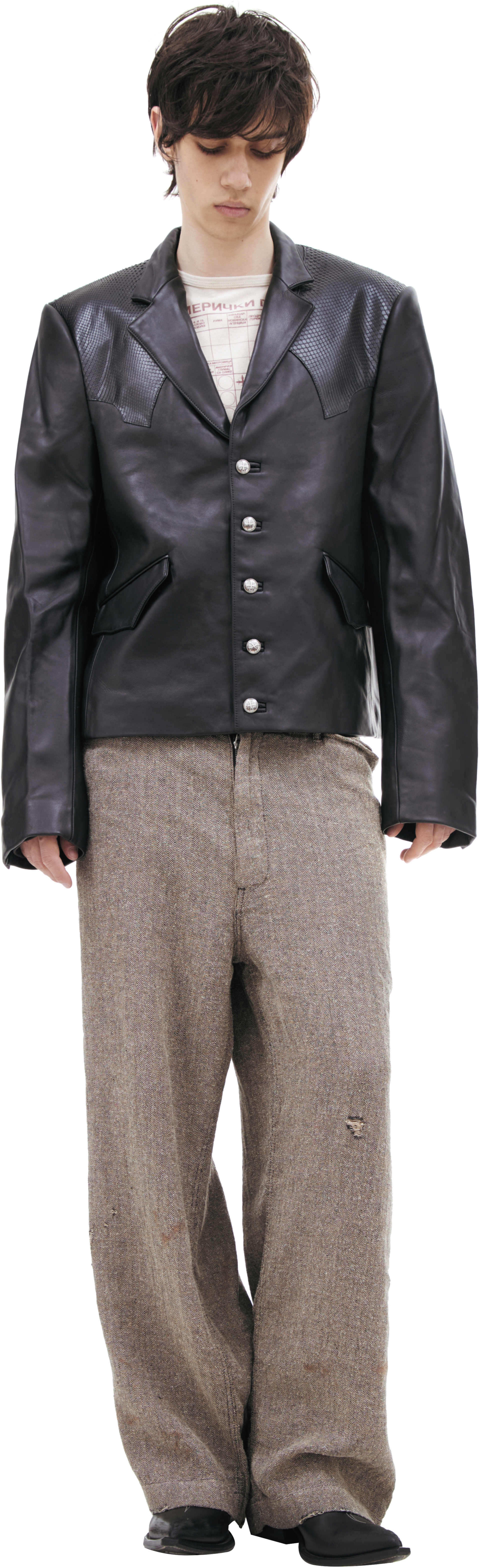 Enfants Riches Déprimés Black leather blazer