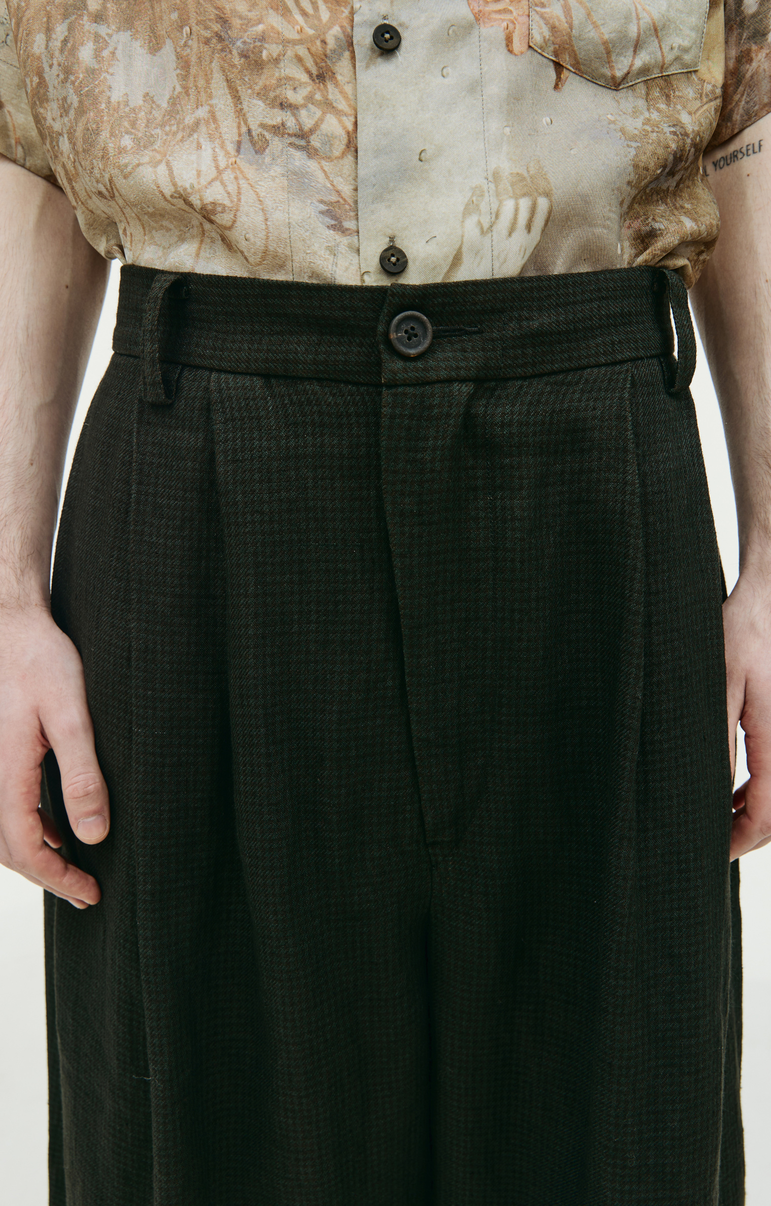 Ziggy Chen Check-print wide-leg trousers