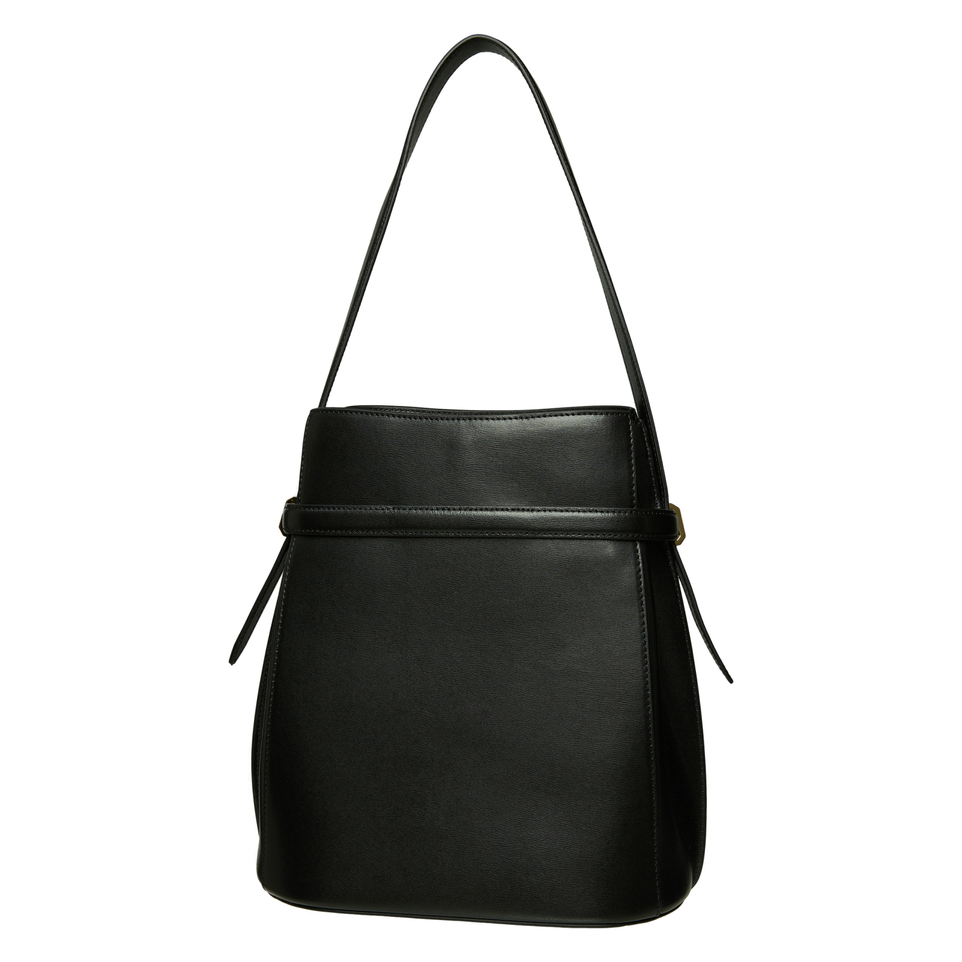 TOTEME Black Belted Leather Bucket Bag