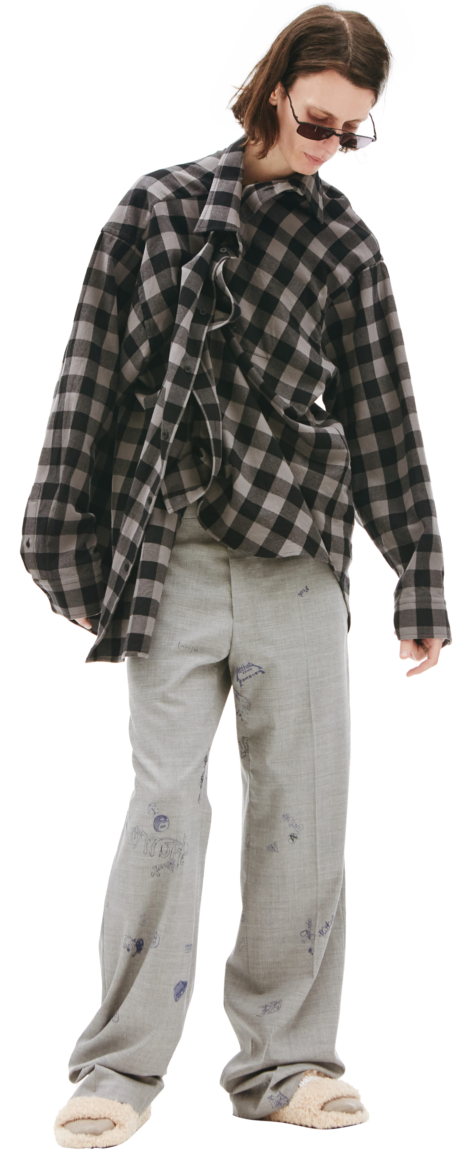 Balenciaga Grey & Black Check Shirt