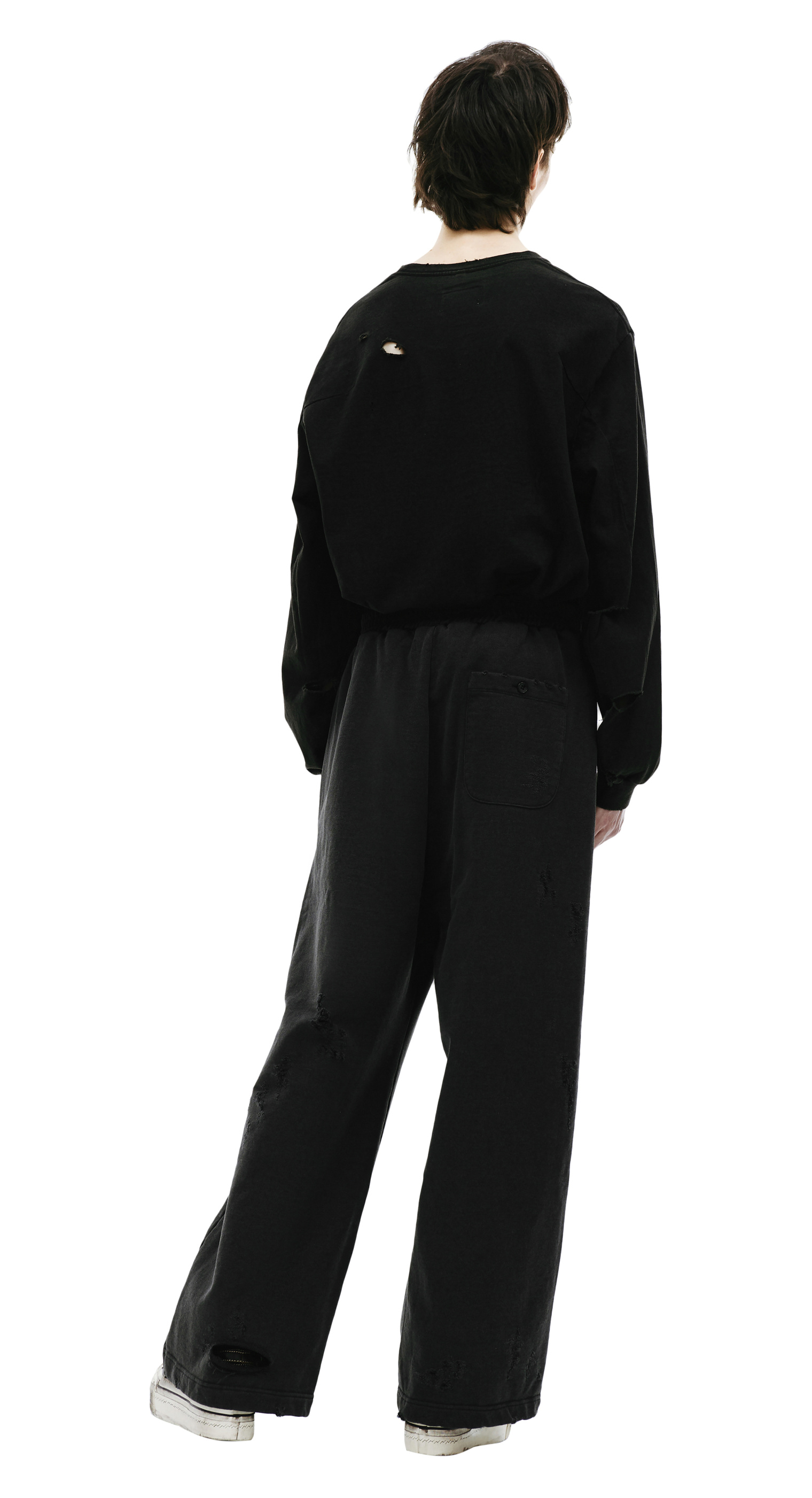 Buy Doublet men black destroyed sweatpants for $393 online on SV77