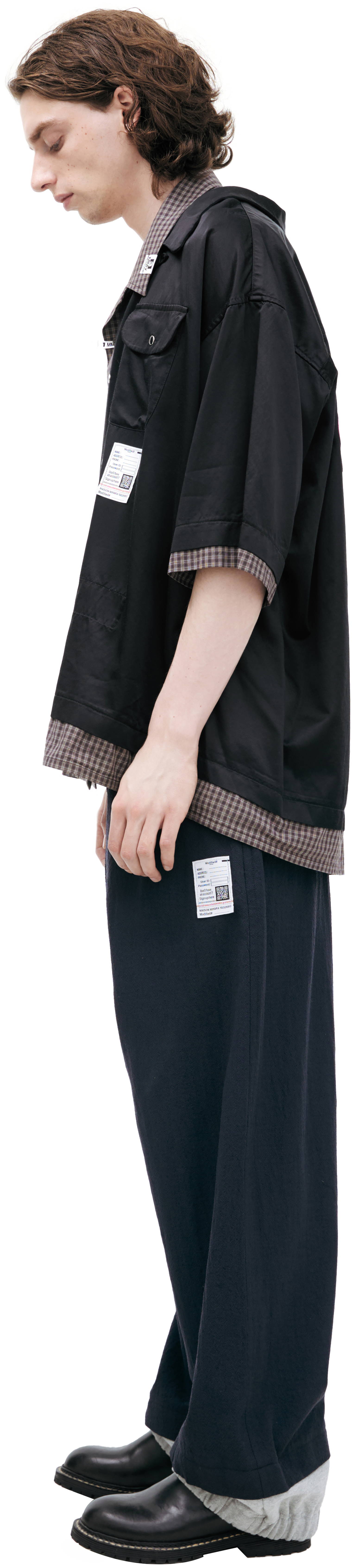 Buy Maison Mihara Yasuhiro men black double-layered printed shirt