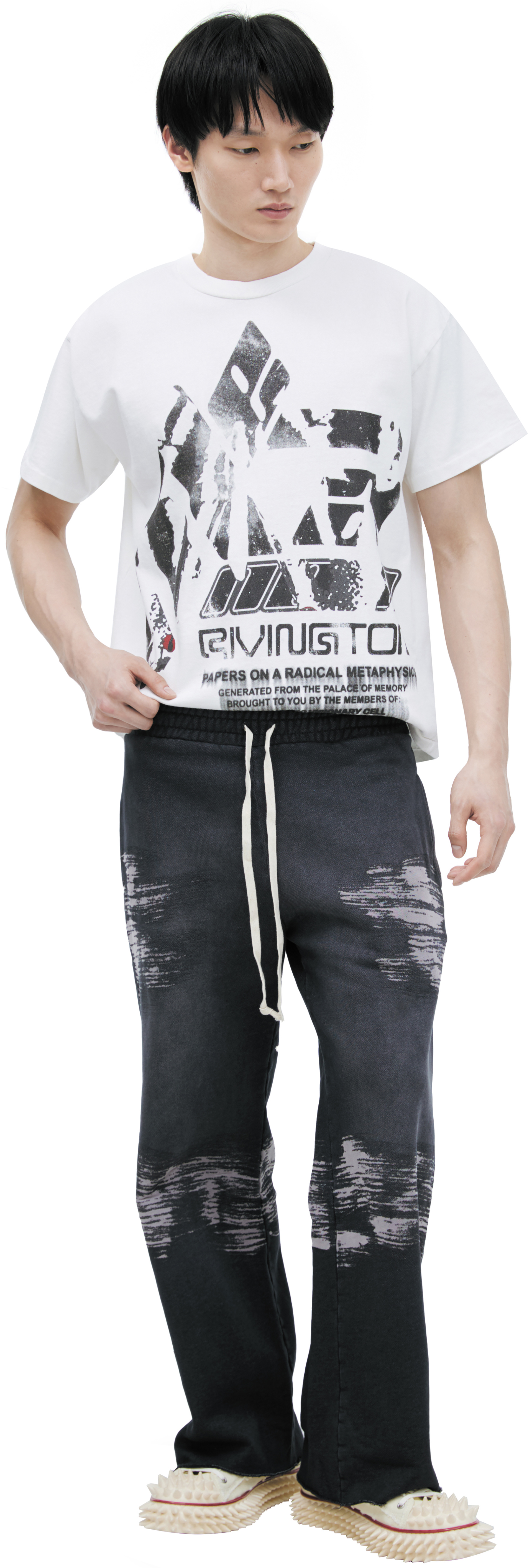 RRR123 Trousers with a distressed look