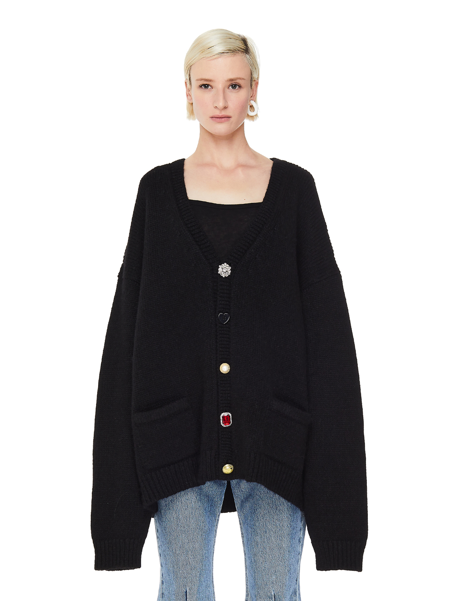 VETEMENTS Черный кардиган с разными пуговицами