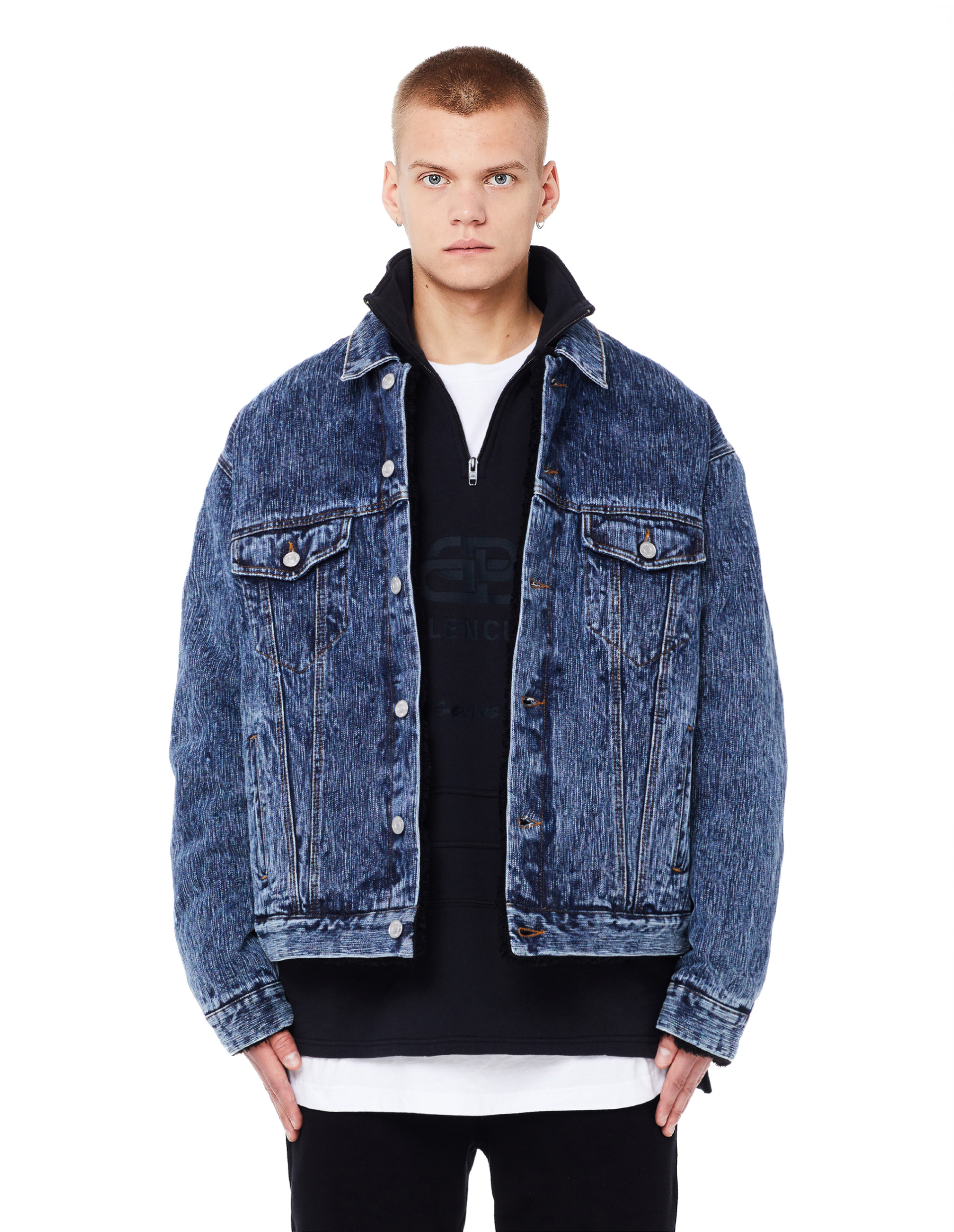 Balenciaga Fake Shearling Stonewash Denim Jacket