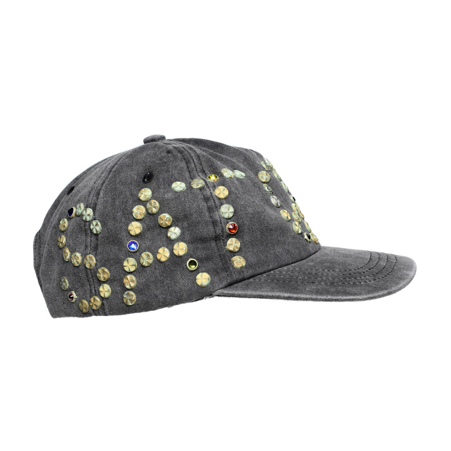 Buy Satoshi Nakamoto men black cap with rivets for $540 online on