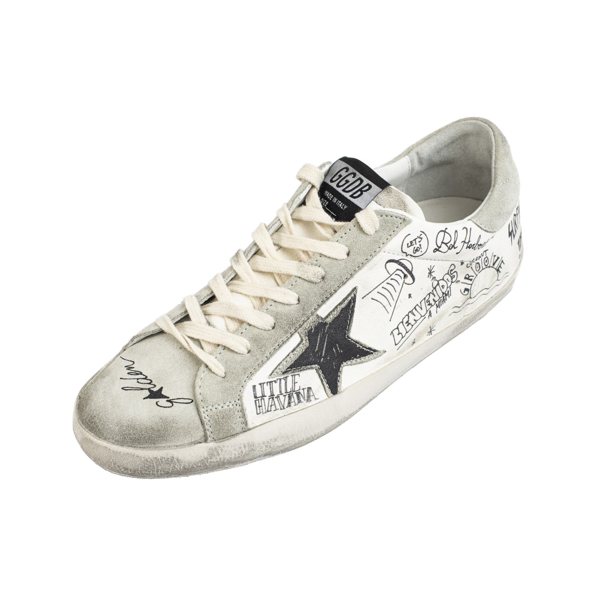 Golden Goose Superstar sneakers with all-over black lettering