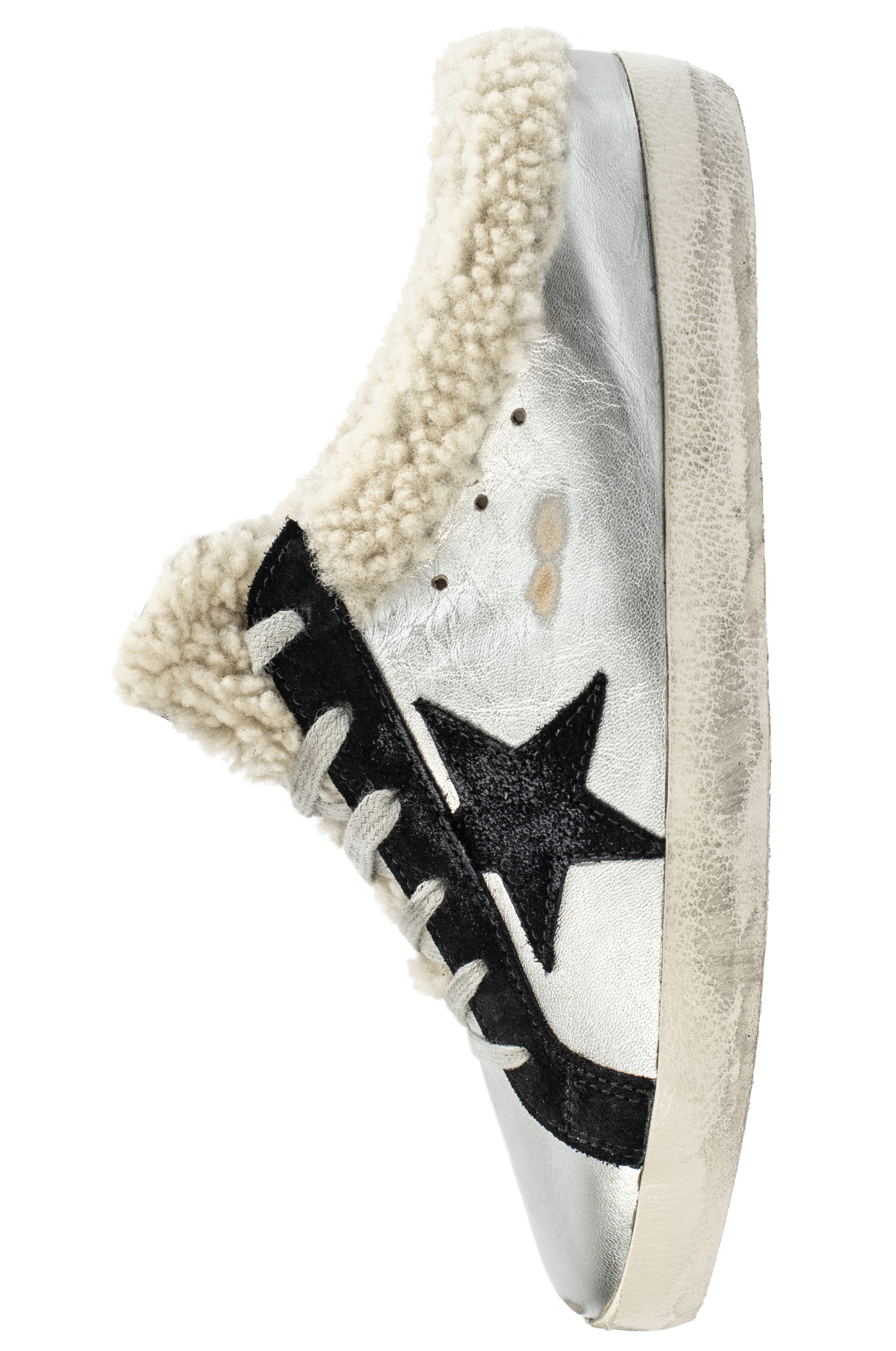 Golden Goose Sabots in silver laminated leather