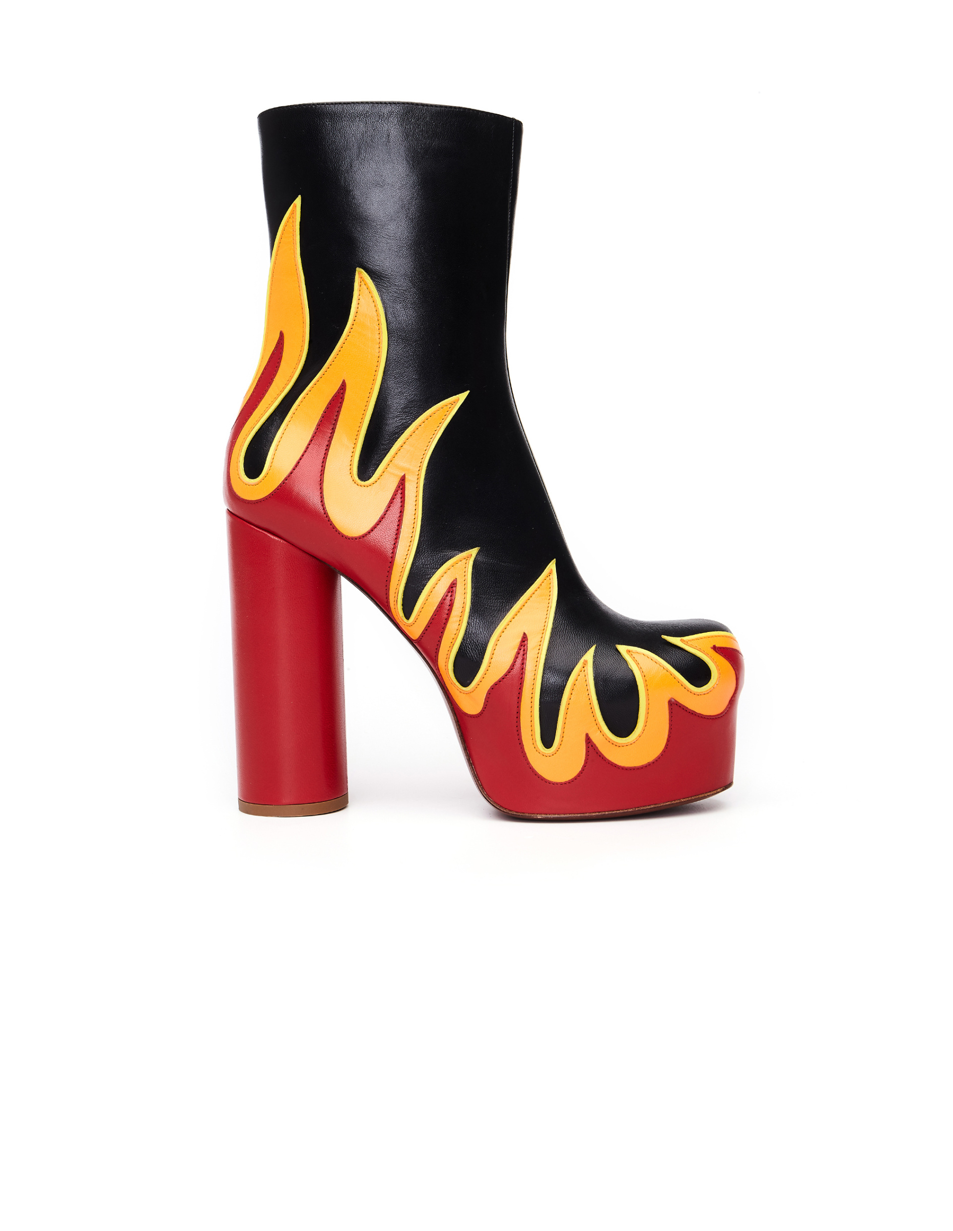 VETEMENTS Fire-appliqué Platform Heel Leather Boots