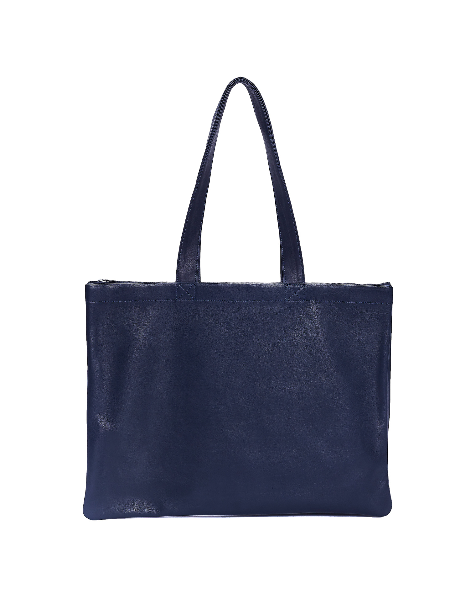 Isaac Reina Navy Blue Leather Double Shopper Bag