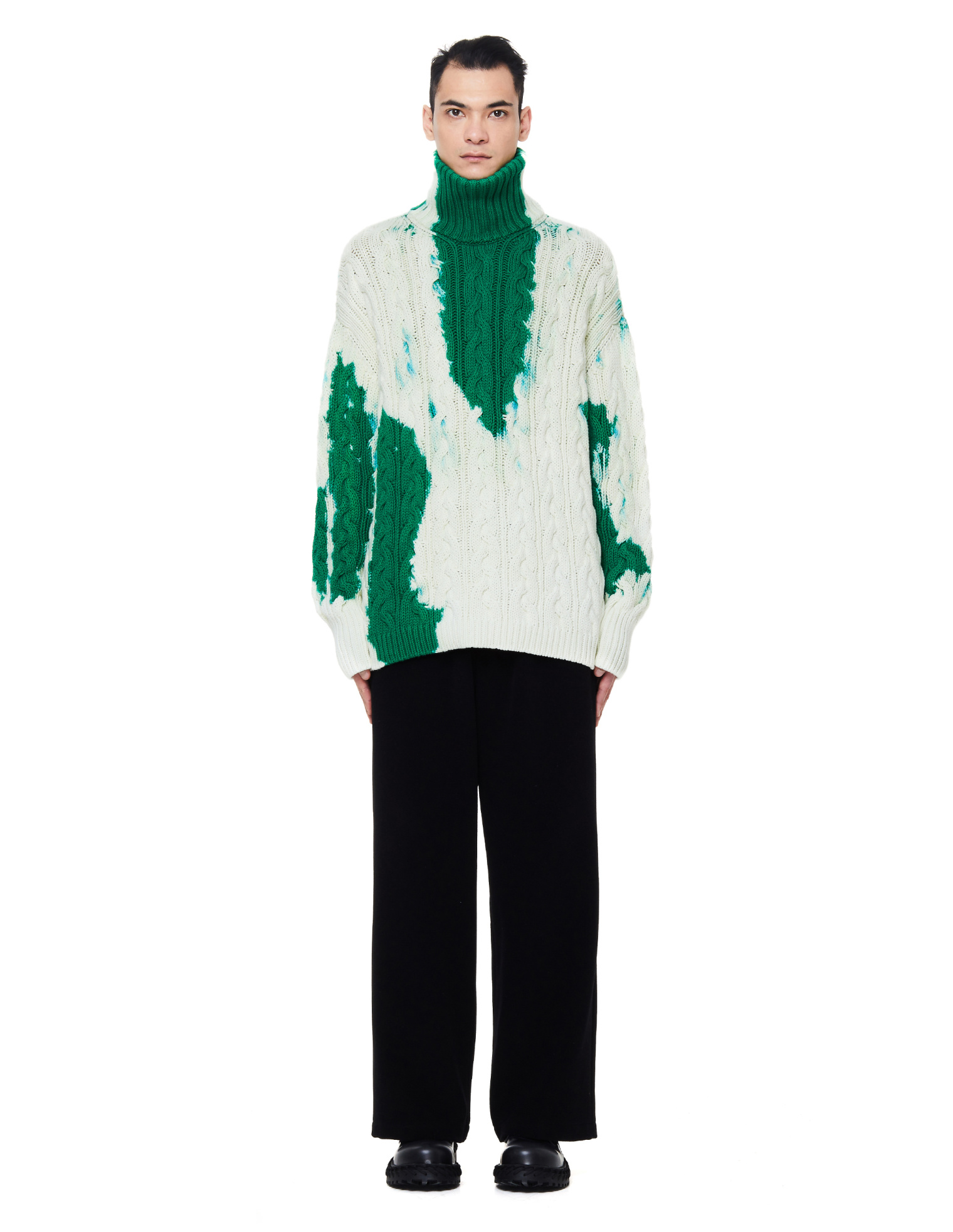 Balenciaga Green Bleach Turtleneck Sweater