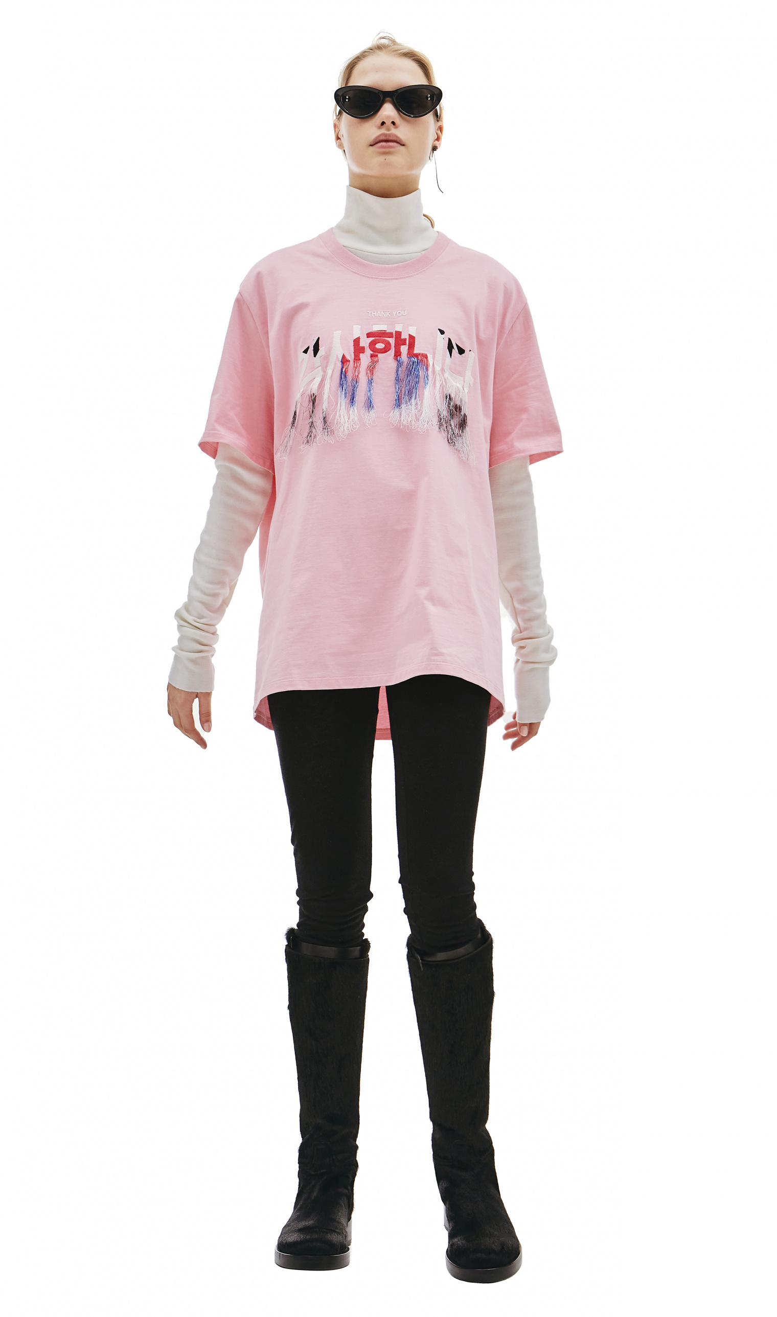 Doublet Pink Embroidered Cotton T-Shirt