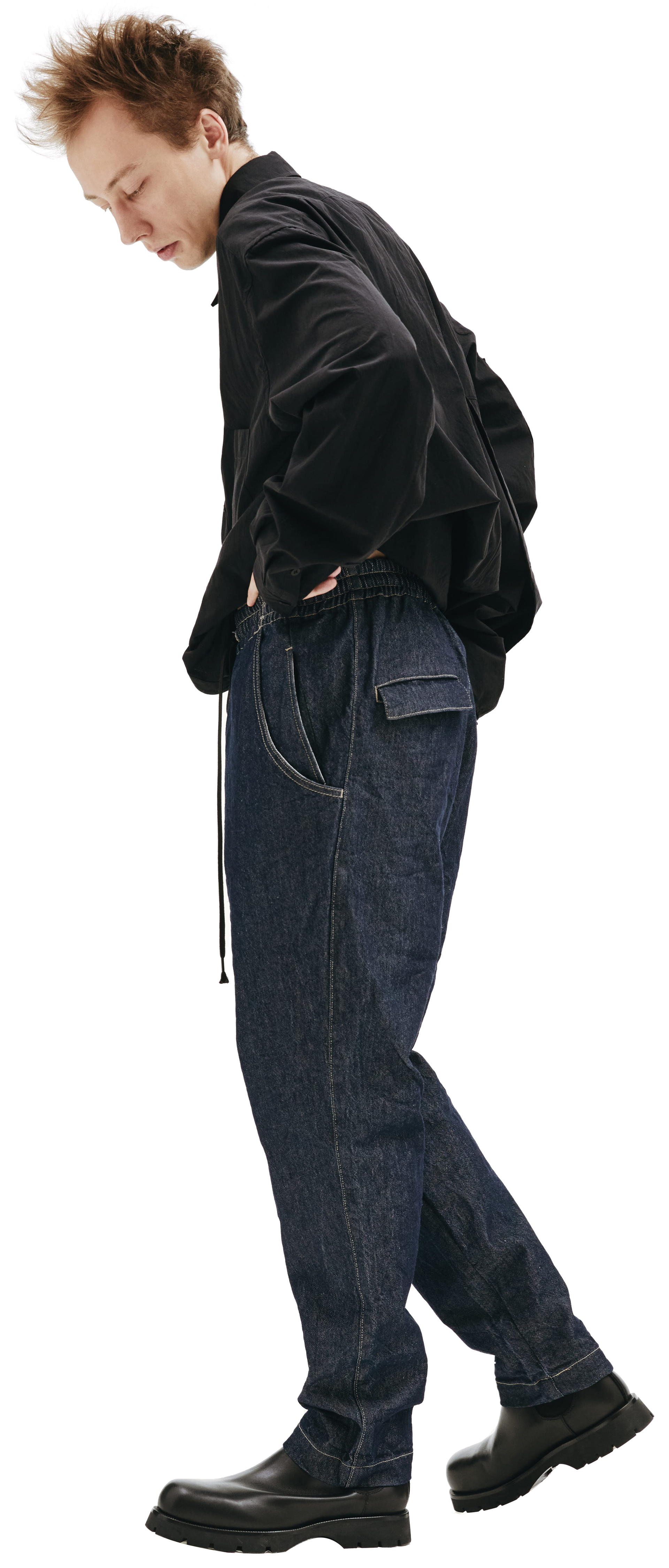 The Viridi-Anne Blue 12Oz Denim Drawstring Jeans